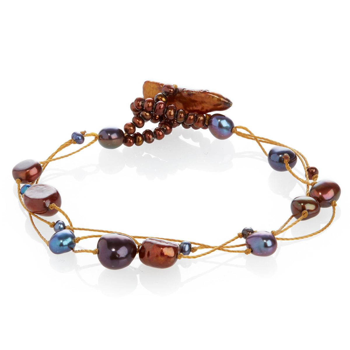 Cultured Freshwater Pearl on Copper Silk Bracelet