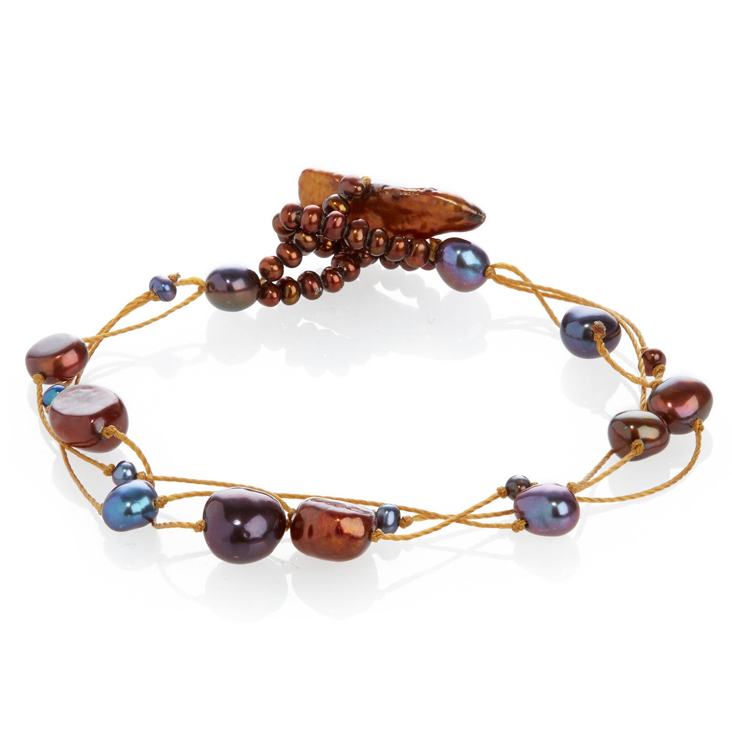 Cultured Freshwater Pearl on Copper Silk Bracelet