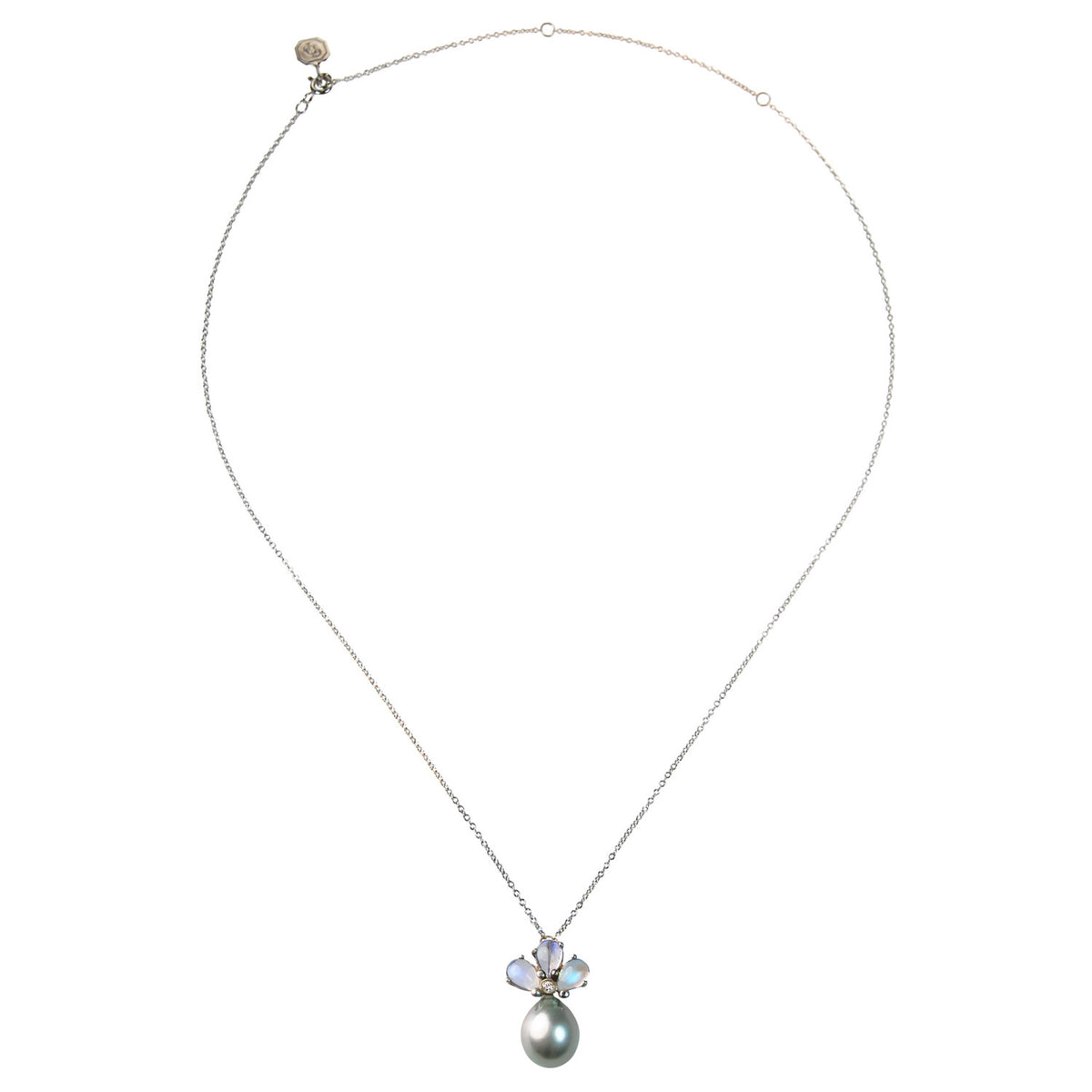 Tahitian Pearl, Diamond and Moonstone Pendant