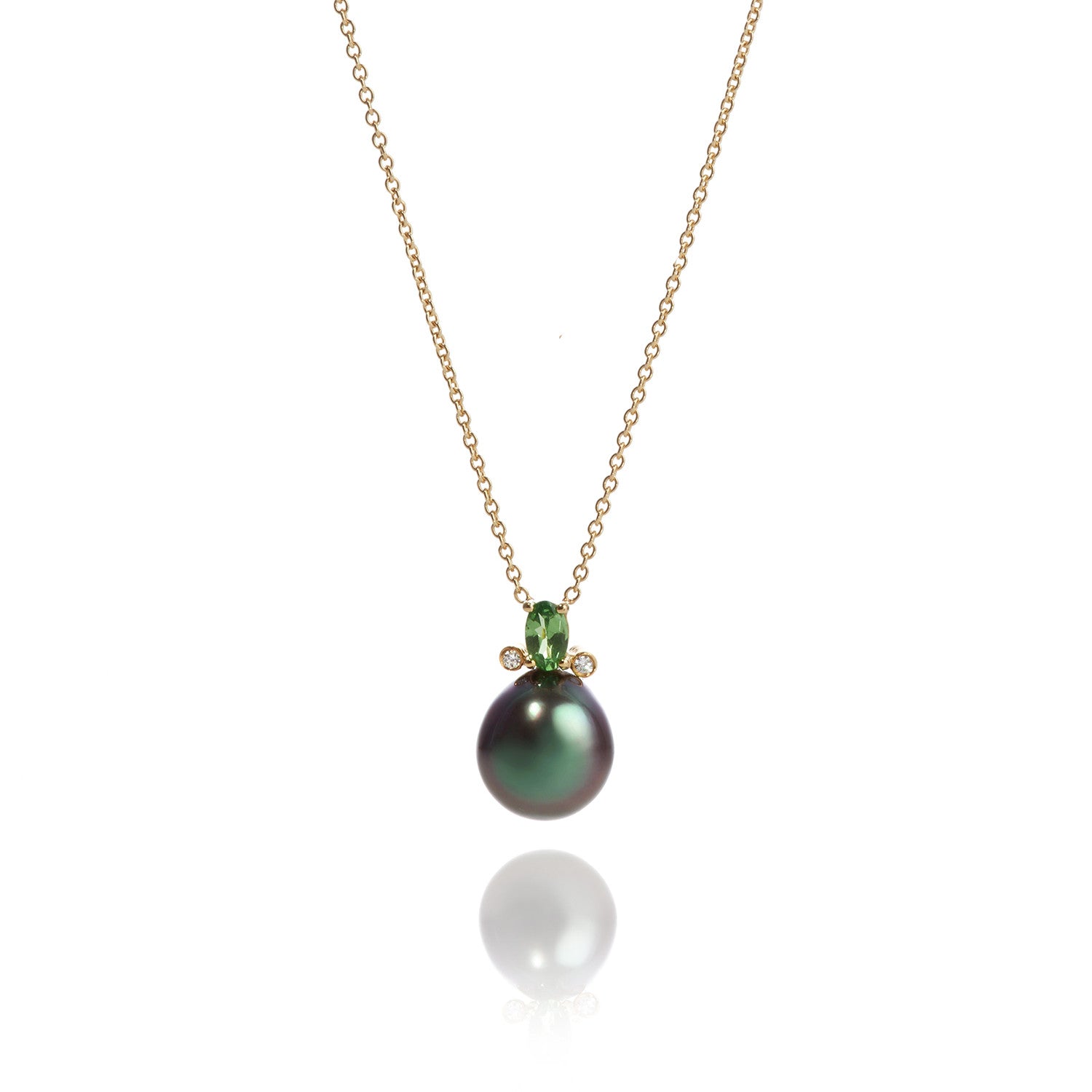 Joyful Tsavorite & Diamond Tahitian Pearl Pendant