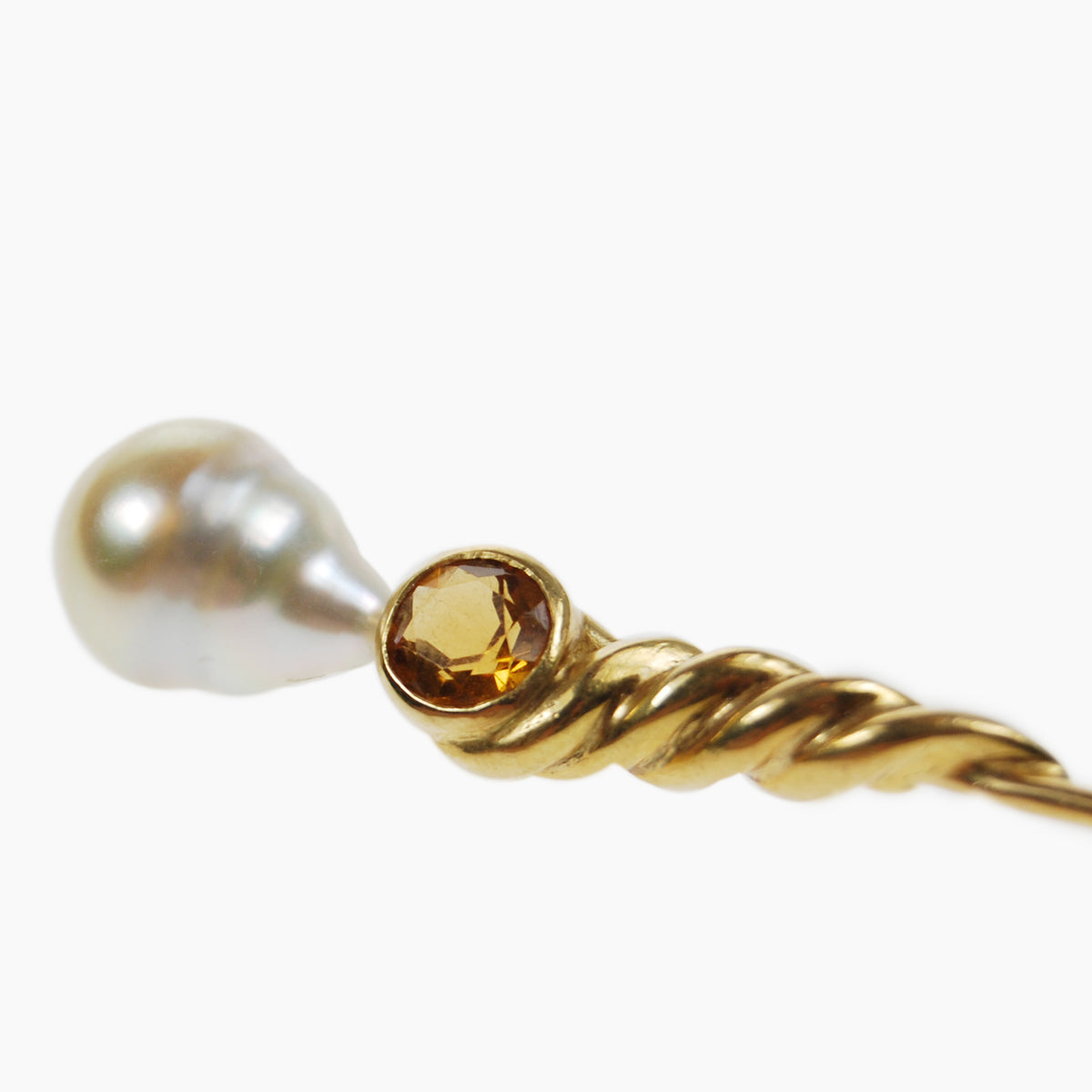 Gold Tahitian Pearl &amp; Citrine Tie Pin