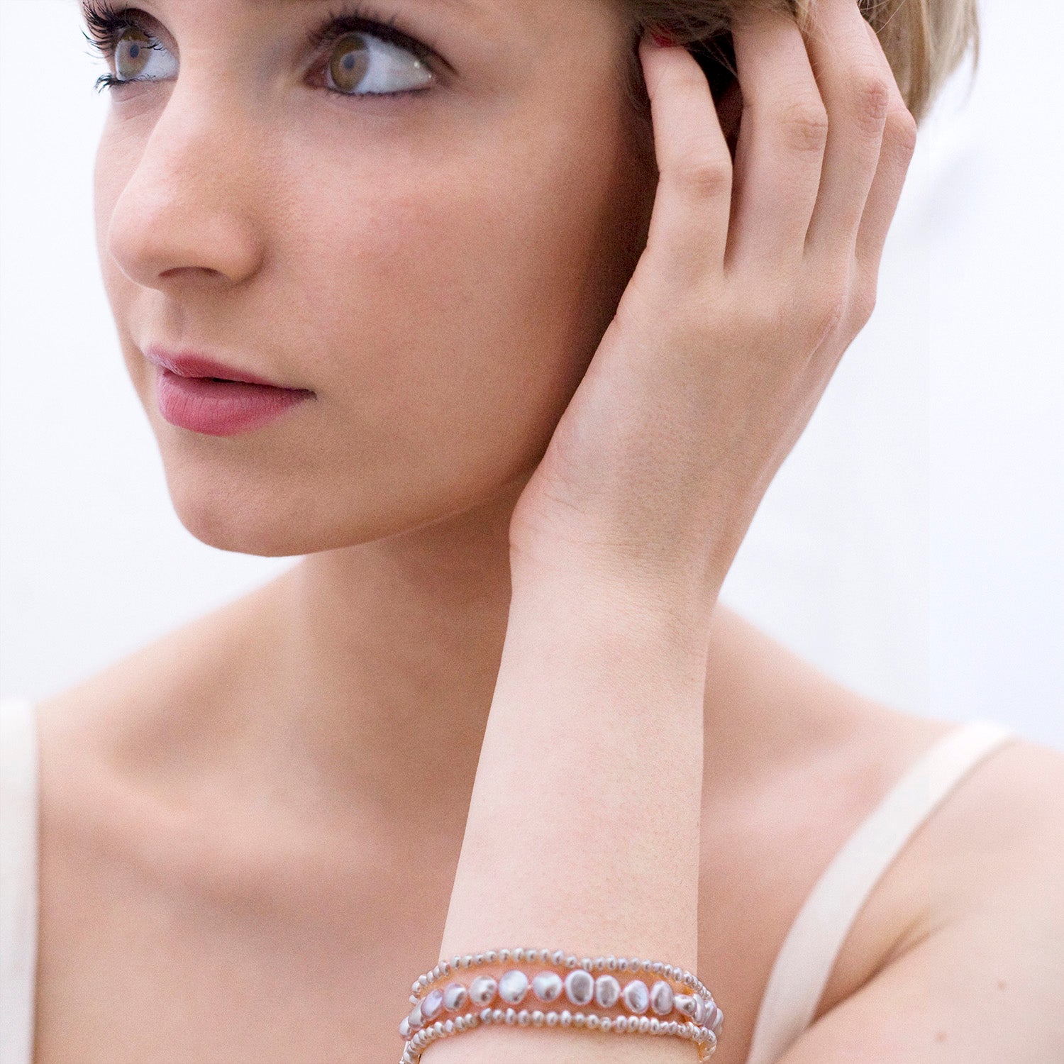 3 Strand Cultured Freshwater Pink Pearl Mixed Bracelet