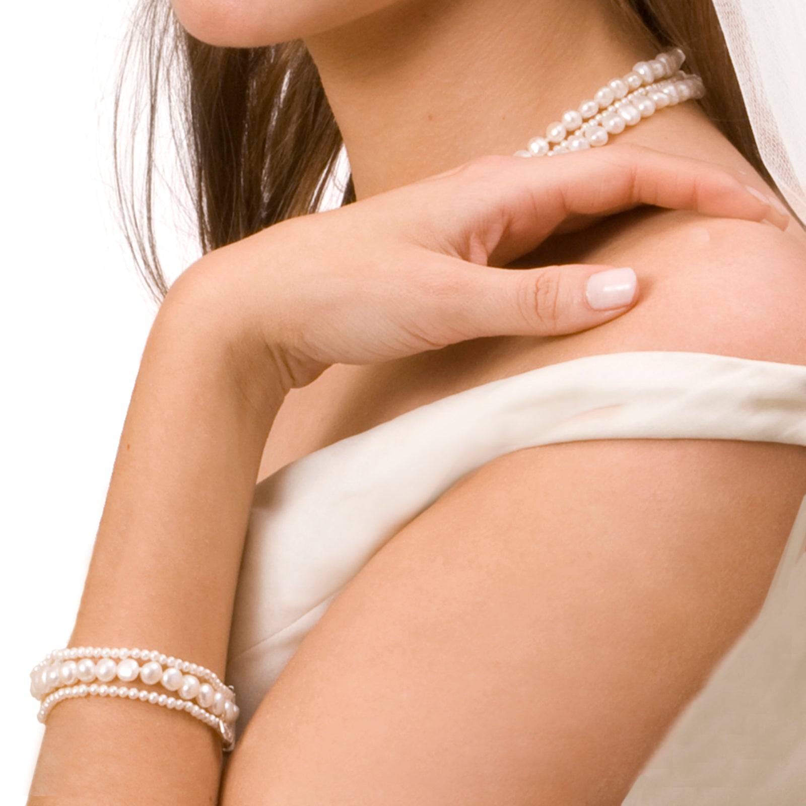 3 Strand Cultured Freshwater White Pearl Mixed Bracelet