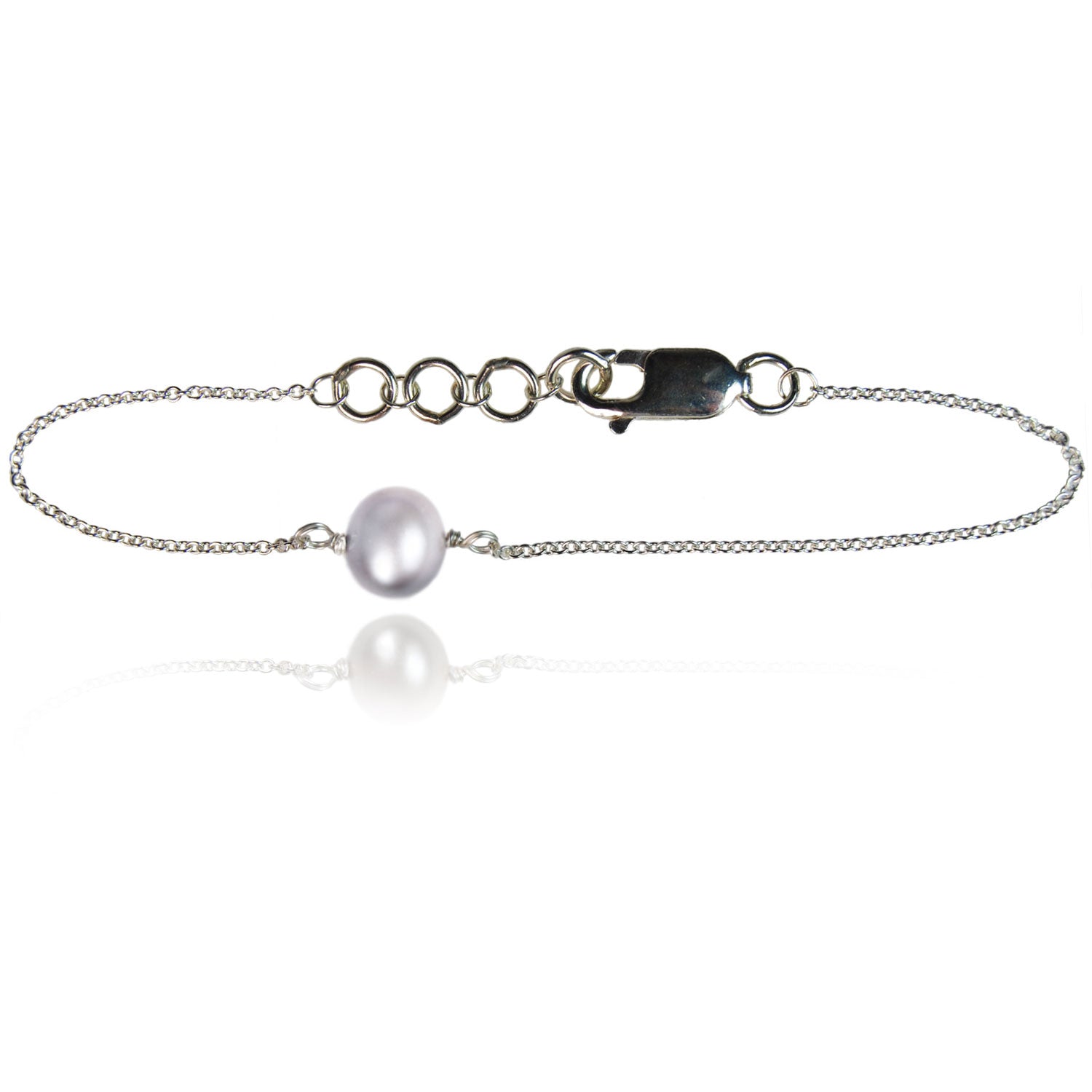 Joyful Dove Grey Pearl Sterling Silver Chain Bracelet
