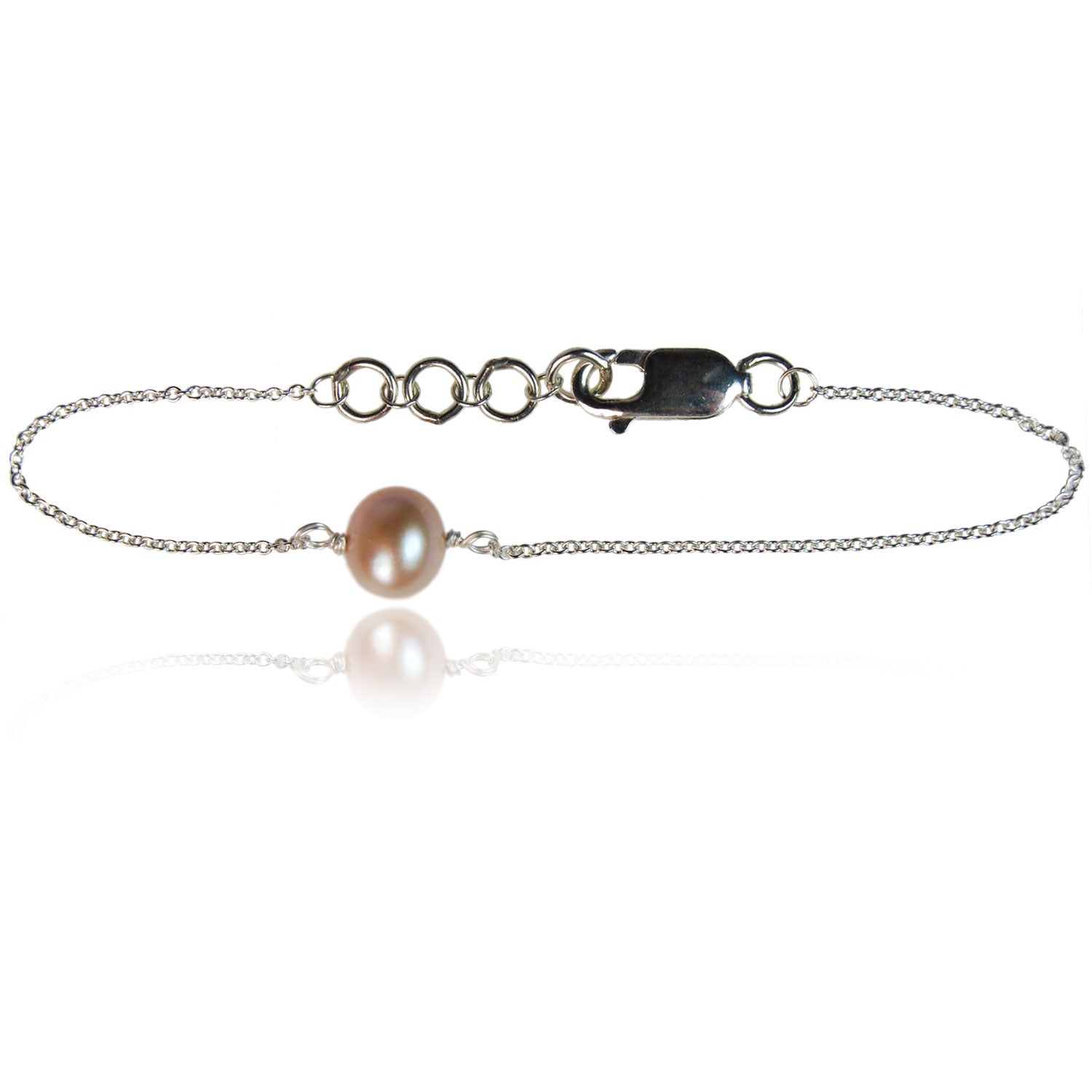 Joyful Pink Pearl Sterling Silver Chain Bracelet