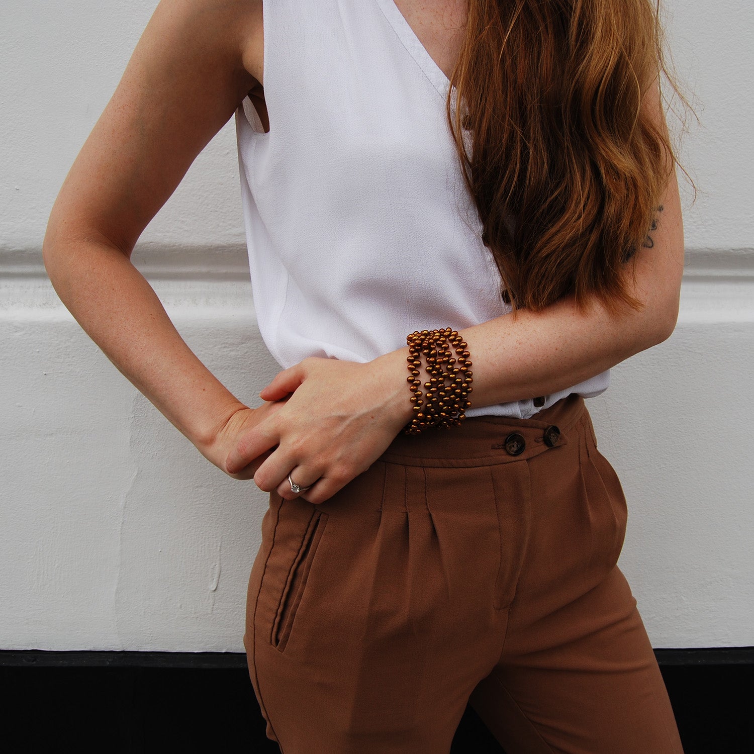 5 Strand Cultured Freshwater Copper Pearl Bracelet