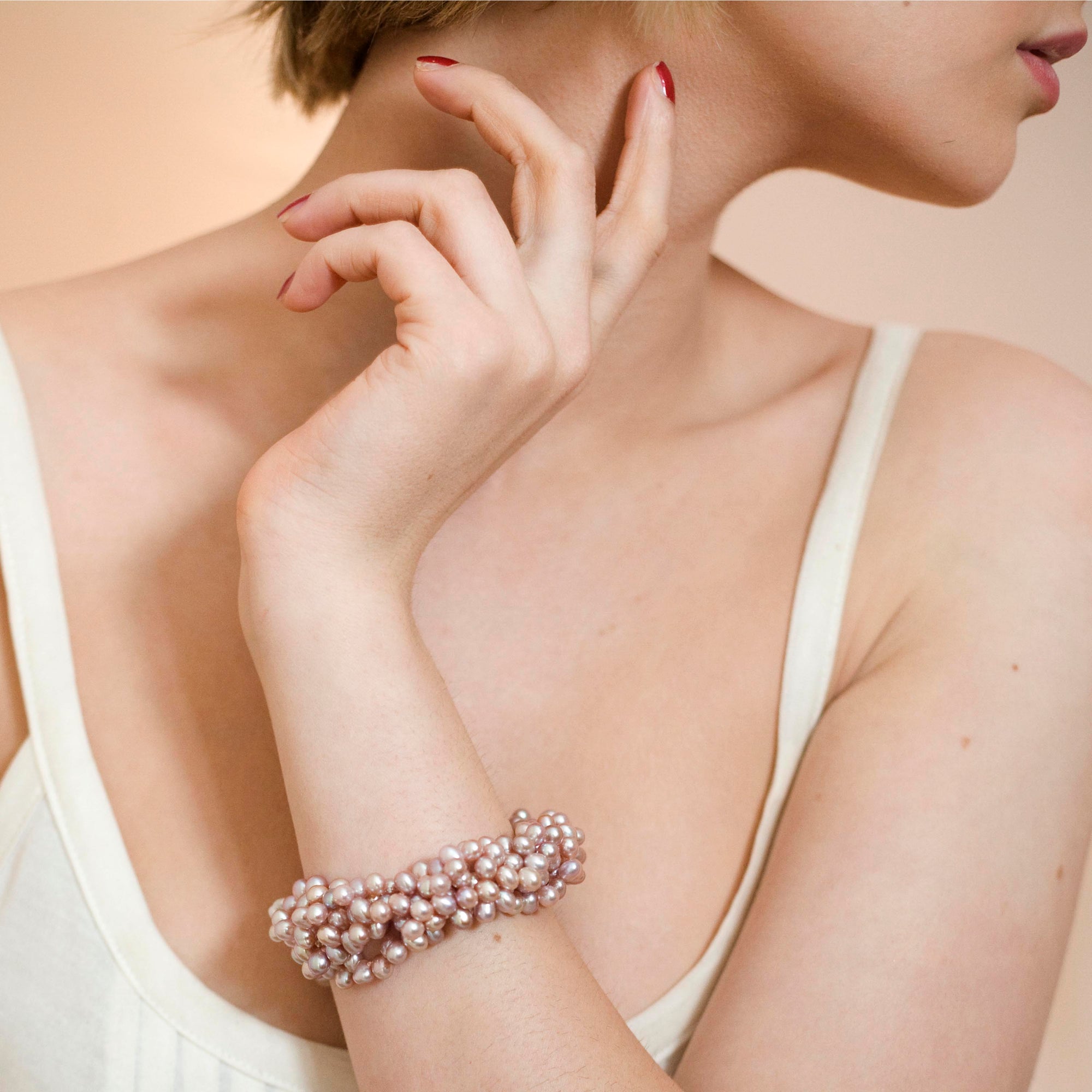 5 Strand Cultured Freshwater Pink Pearl Bracelet