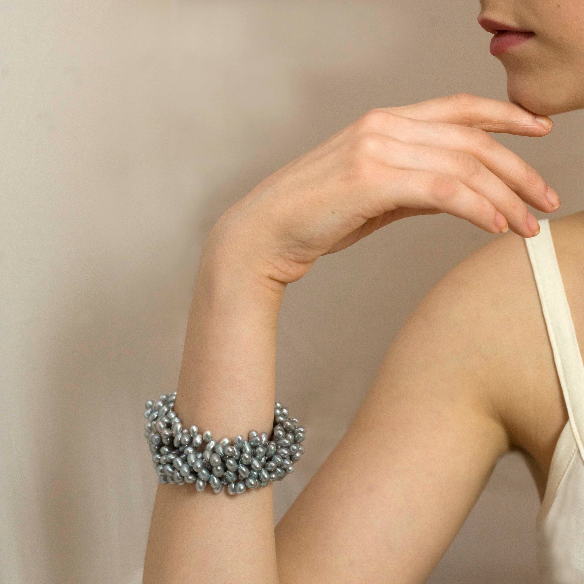 5 Strand Cultured Freshwater Grey Pearl Bracelet