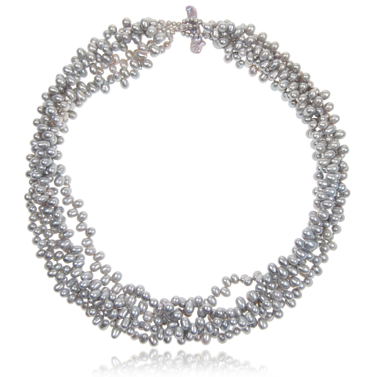 Grey Freshwater Pearl 5 Strand Necklace