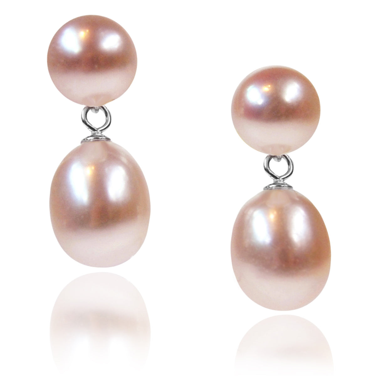Pink Freshwater Pearl Mini Silver Drop Earrings
