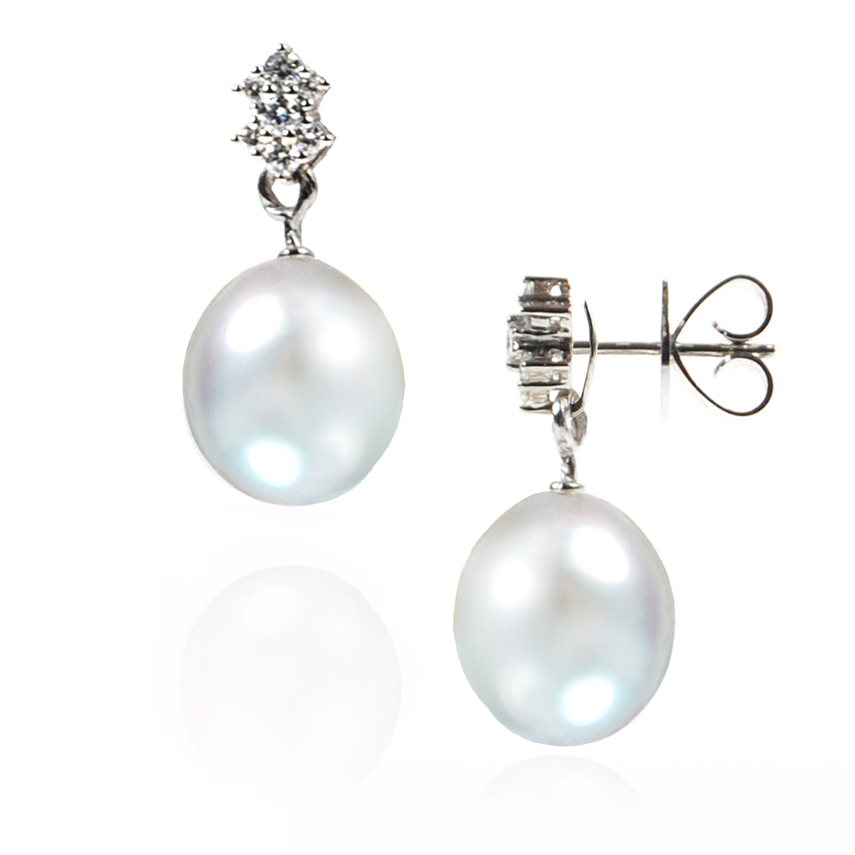 White South Sea Pearl &amp; Diamond &#39;Tsarina&#39; Stud Earrings