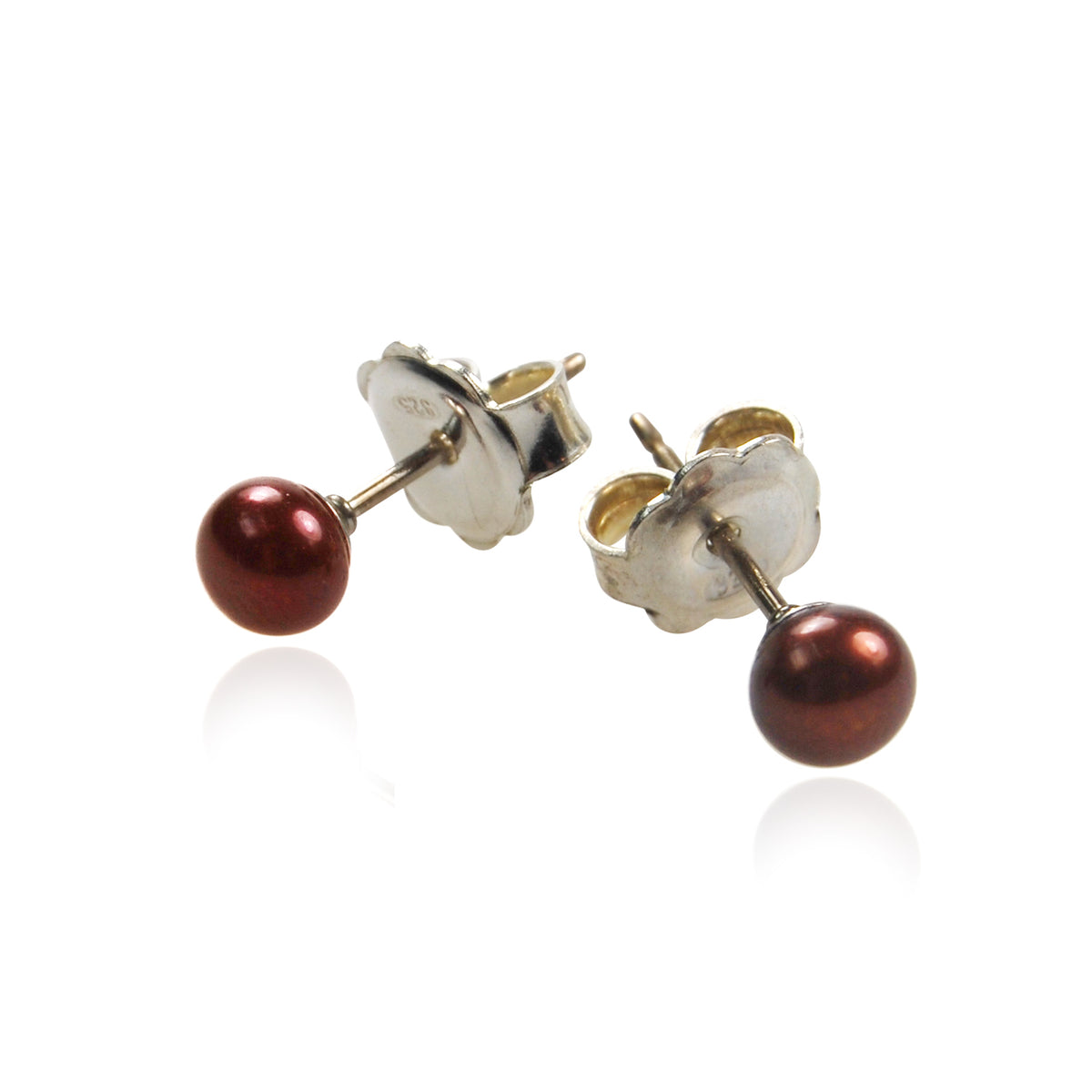 Copper Freshwater Pearl Small Silver Studs