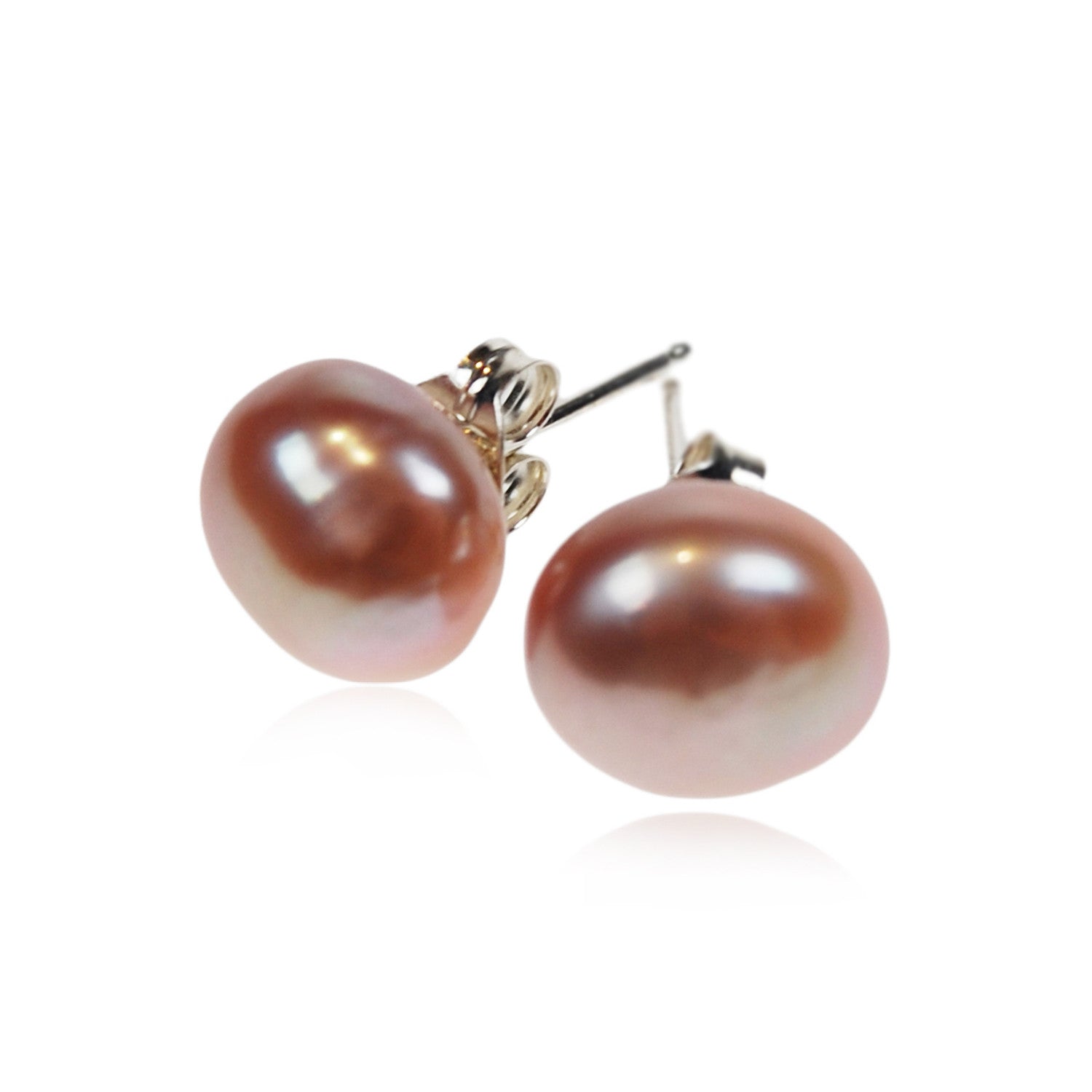 Classic Biwa Pearl Studs in Pink