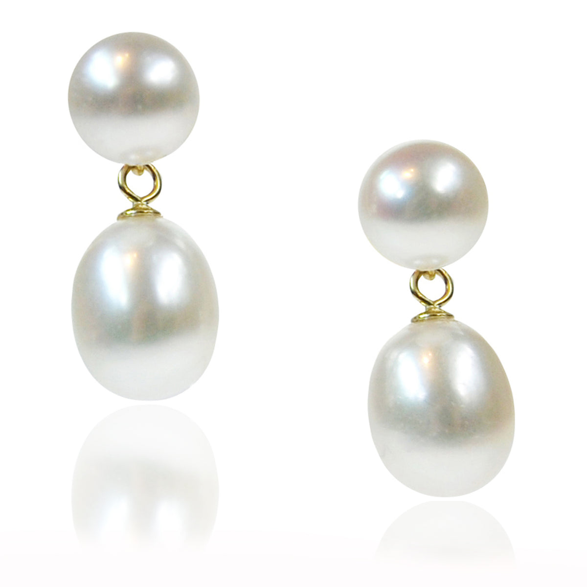 White Freshwater Pearl Gold Mini Drop Earrings