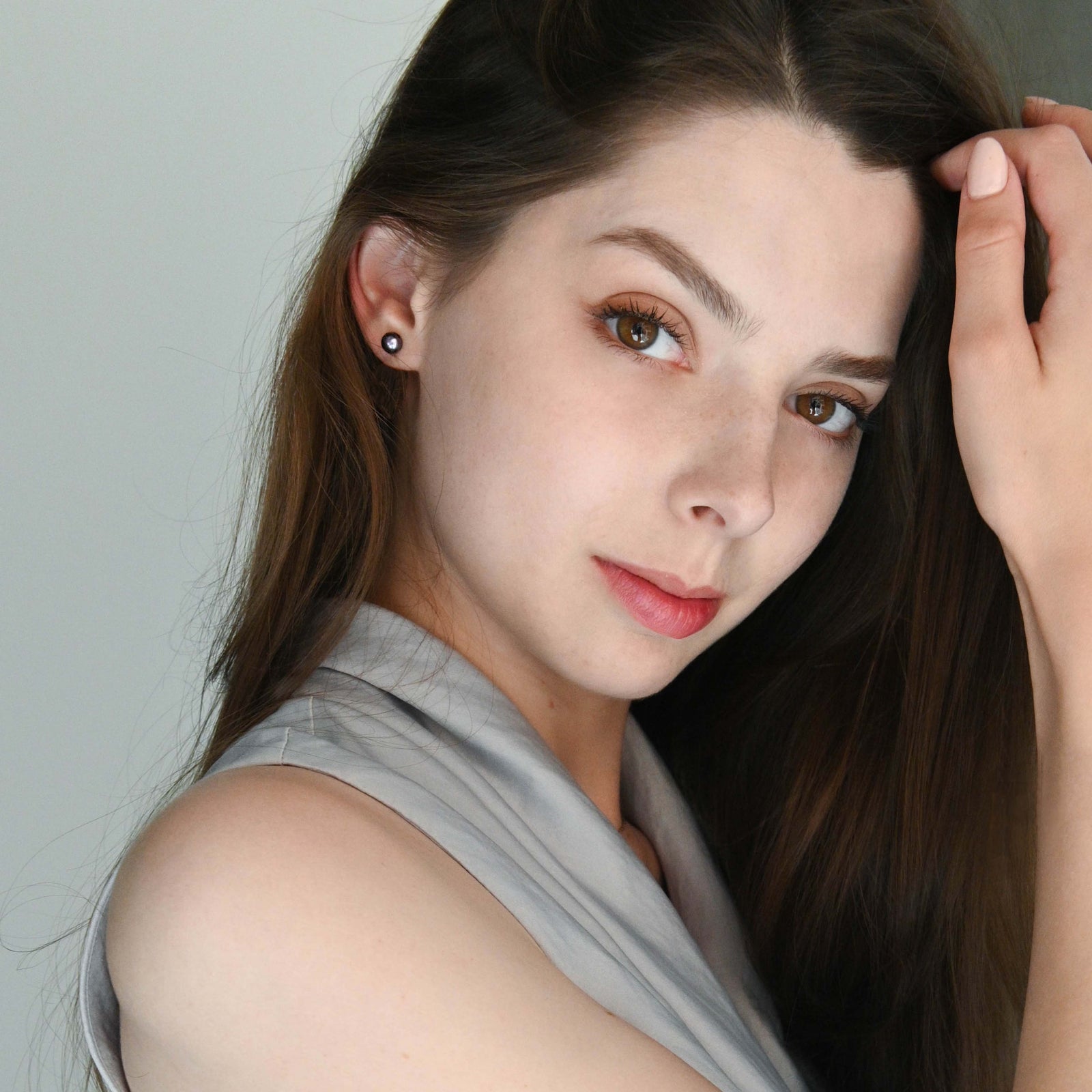 Freshwater Pearl Studs on Silver Posts in Peacock Black