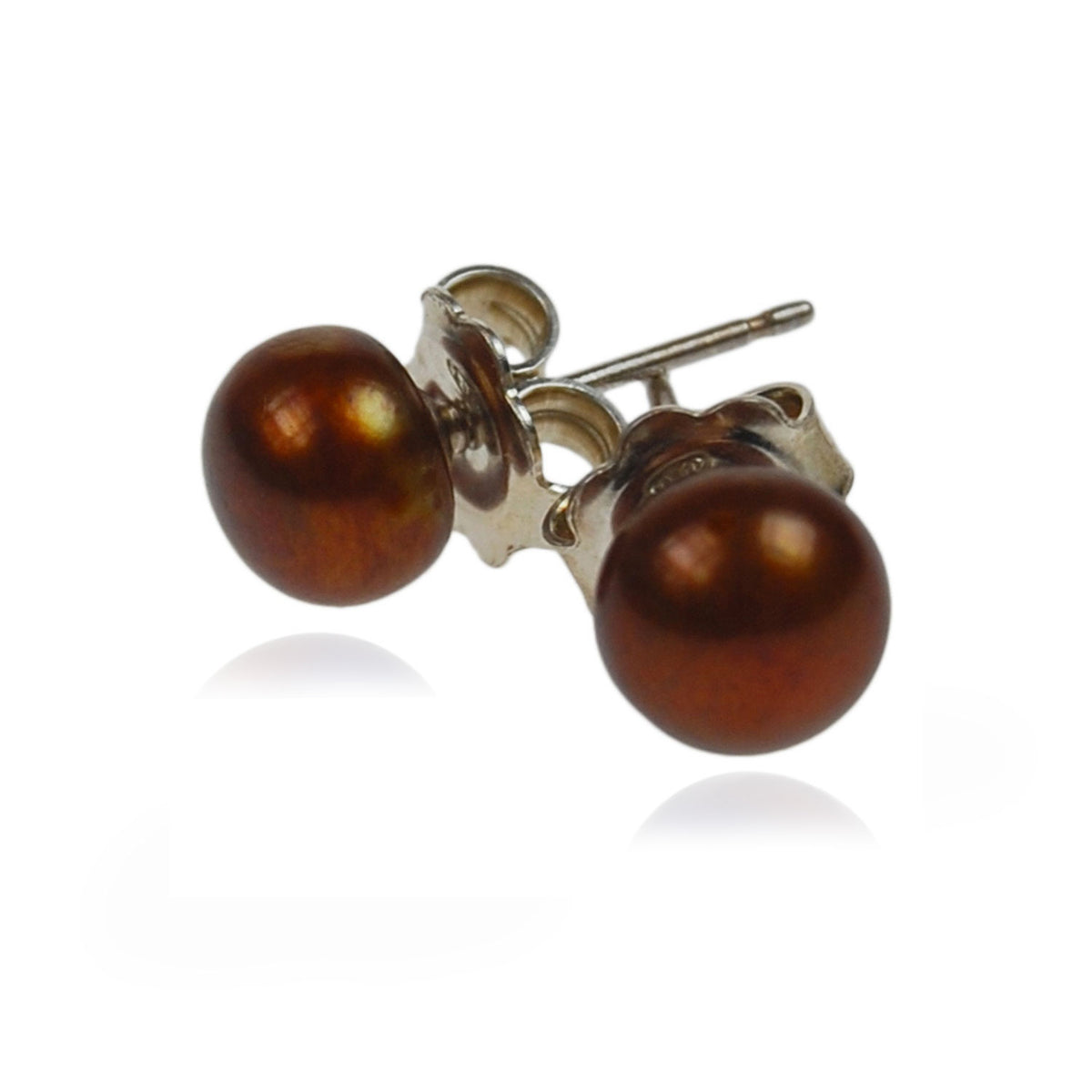 Freshwater Pearl Studs on Silver Posts in Copper