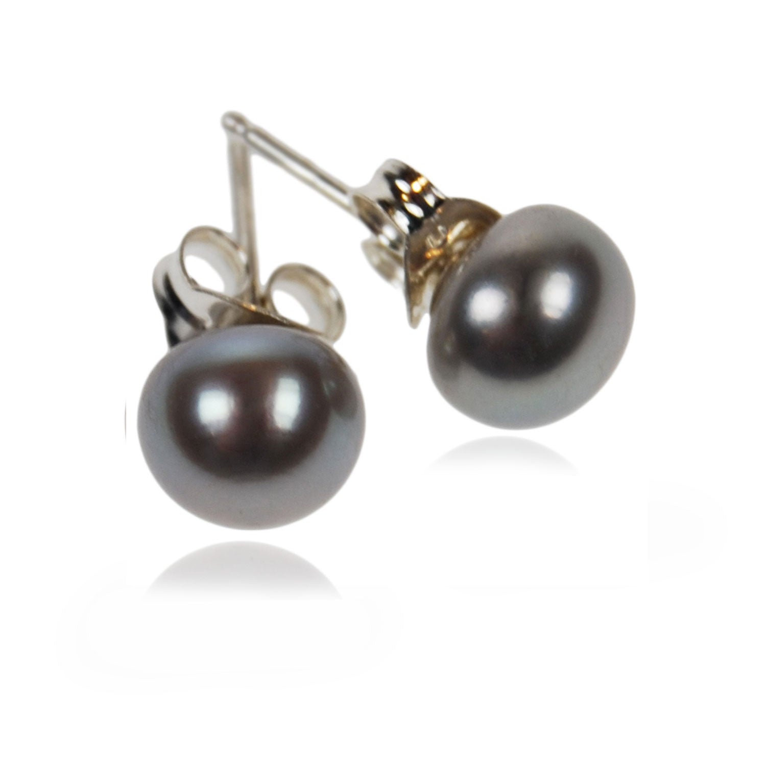 Freshwater Pearl Studs on Silver Posts in Grey