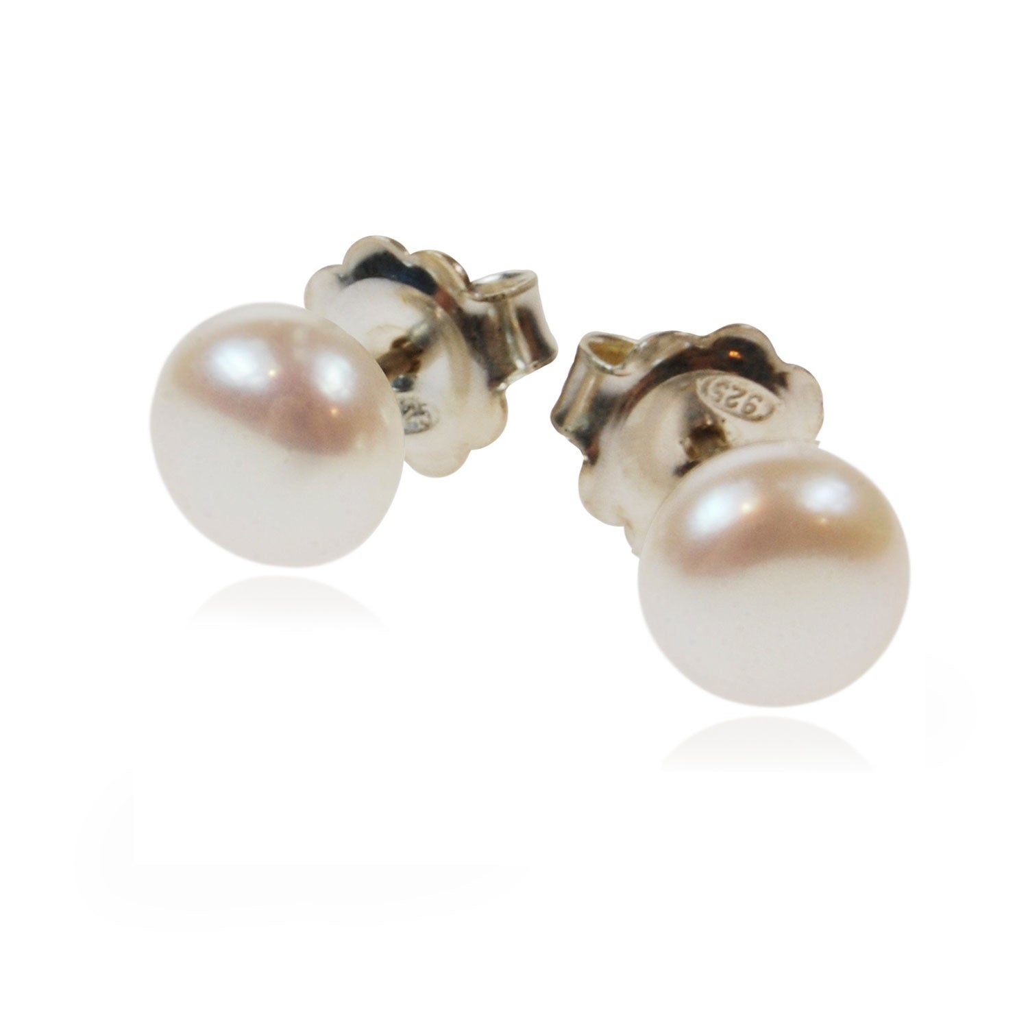 Freshwater Pearl Studs on Silver Posts in White