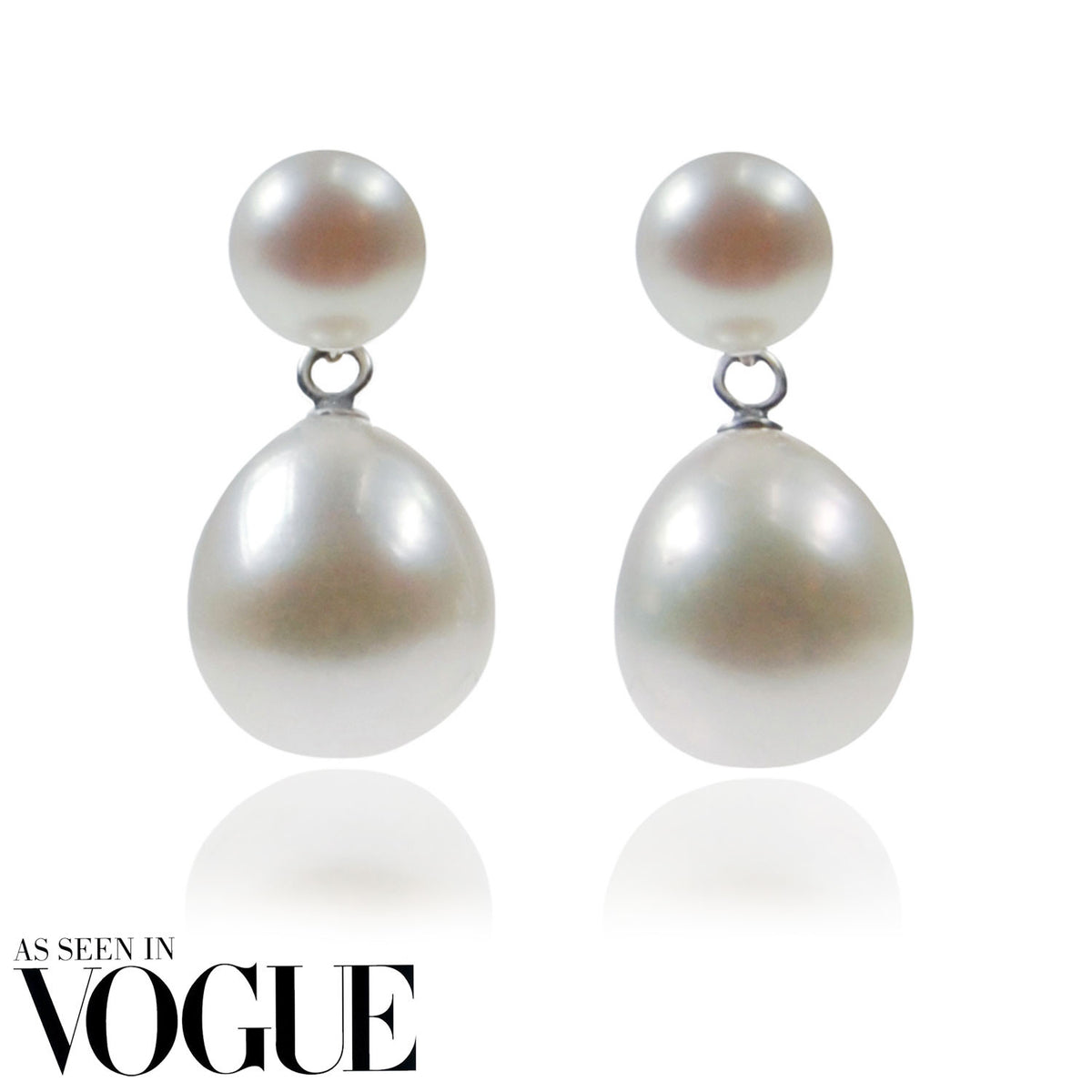 Large Freshwater Pearl Drop Earrings in White
