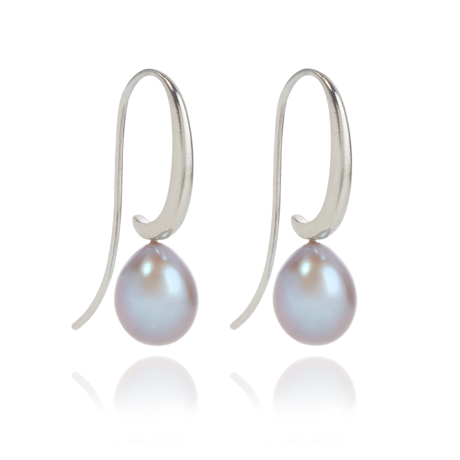 Joyful Shepherd Crook Dove Grey Pearl Drop Earrings