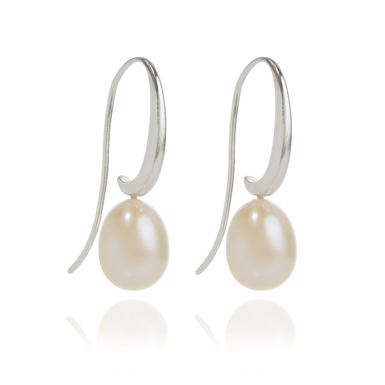 Joyful Shepherd Crook White Pearl Drop Earrings