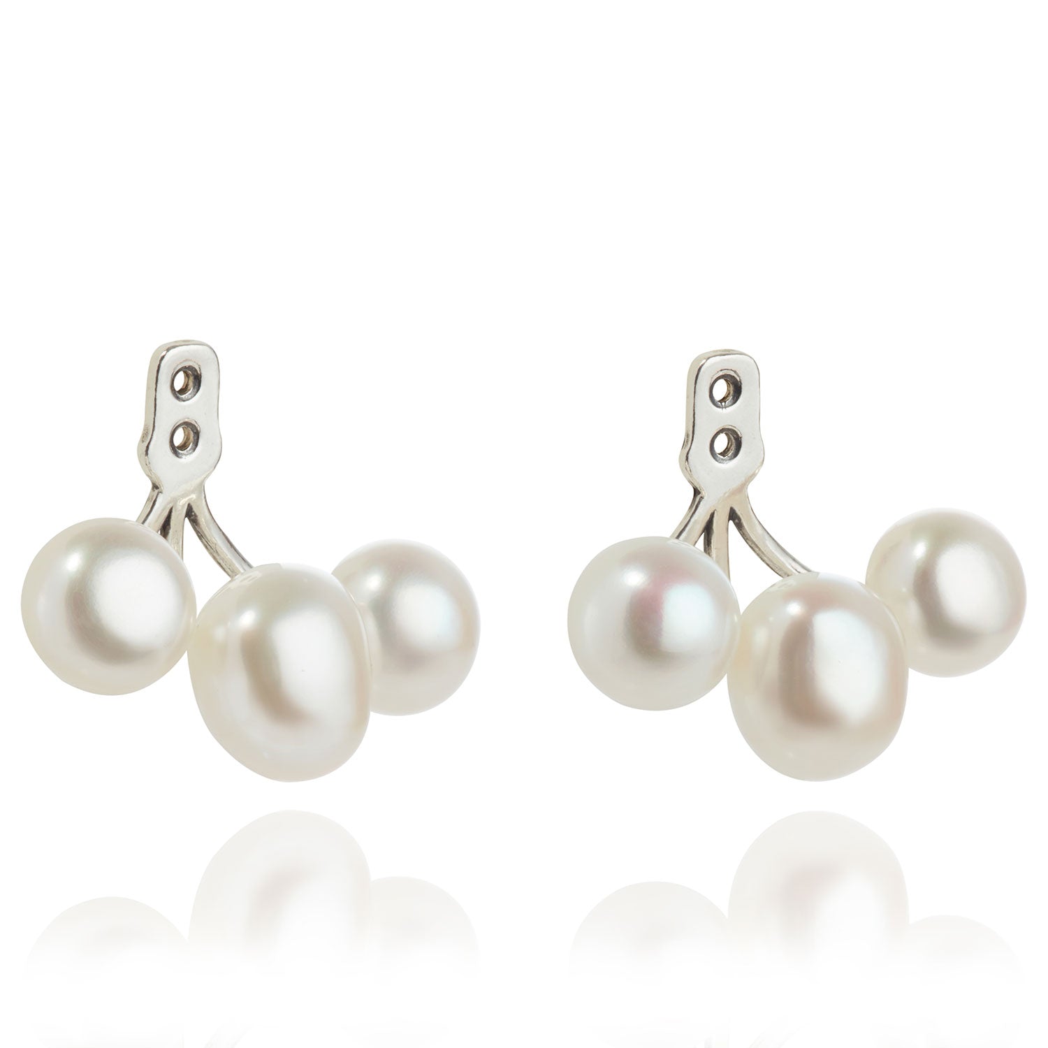 Joyful Earring Jackets with Freshwater Pearl Branches