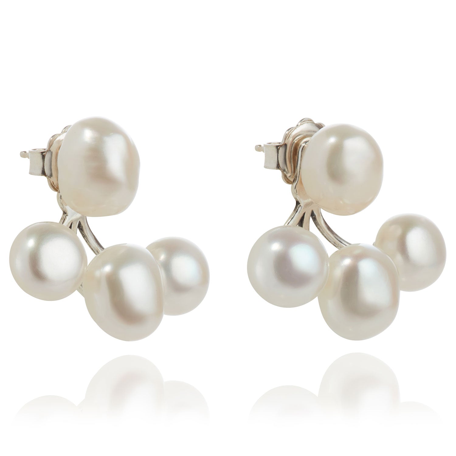 Joyful Earring Jackets with Freshwater Pearl Branches