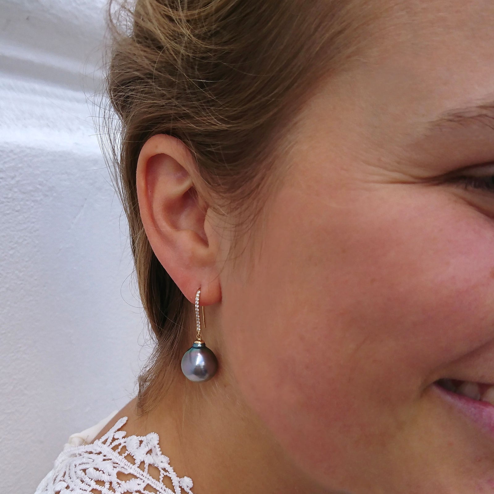 Joyfilled 12 Diamond Shepherd Crook with Large Tahitian Drop