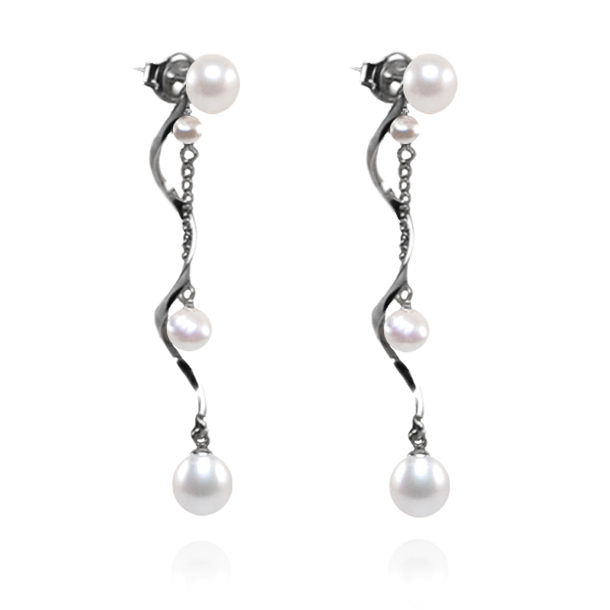 White Freshwater Pearl &amp; Twisted Silver &#39;Build Your Own&#39; Drop Earrings