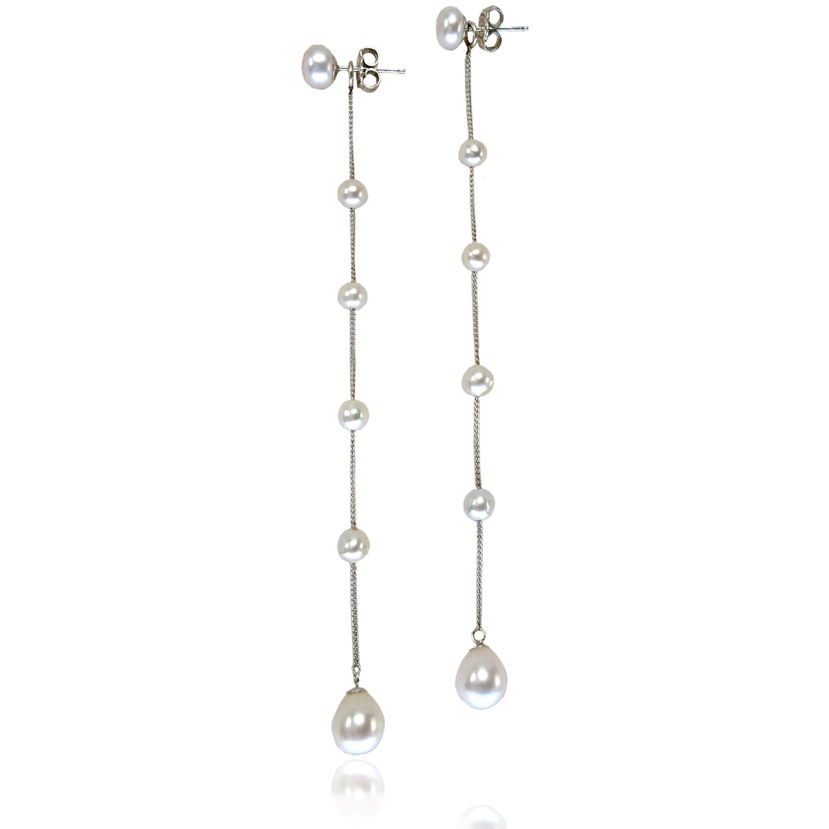 White Freshwater Pearl &#39;Build Your Own&#39; Long Drop Earrings