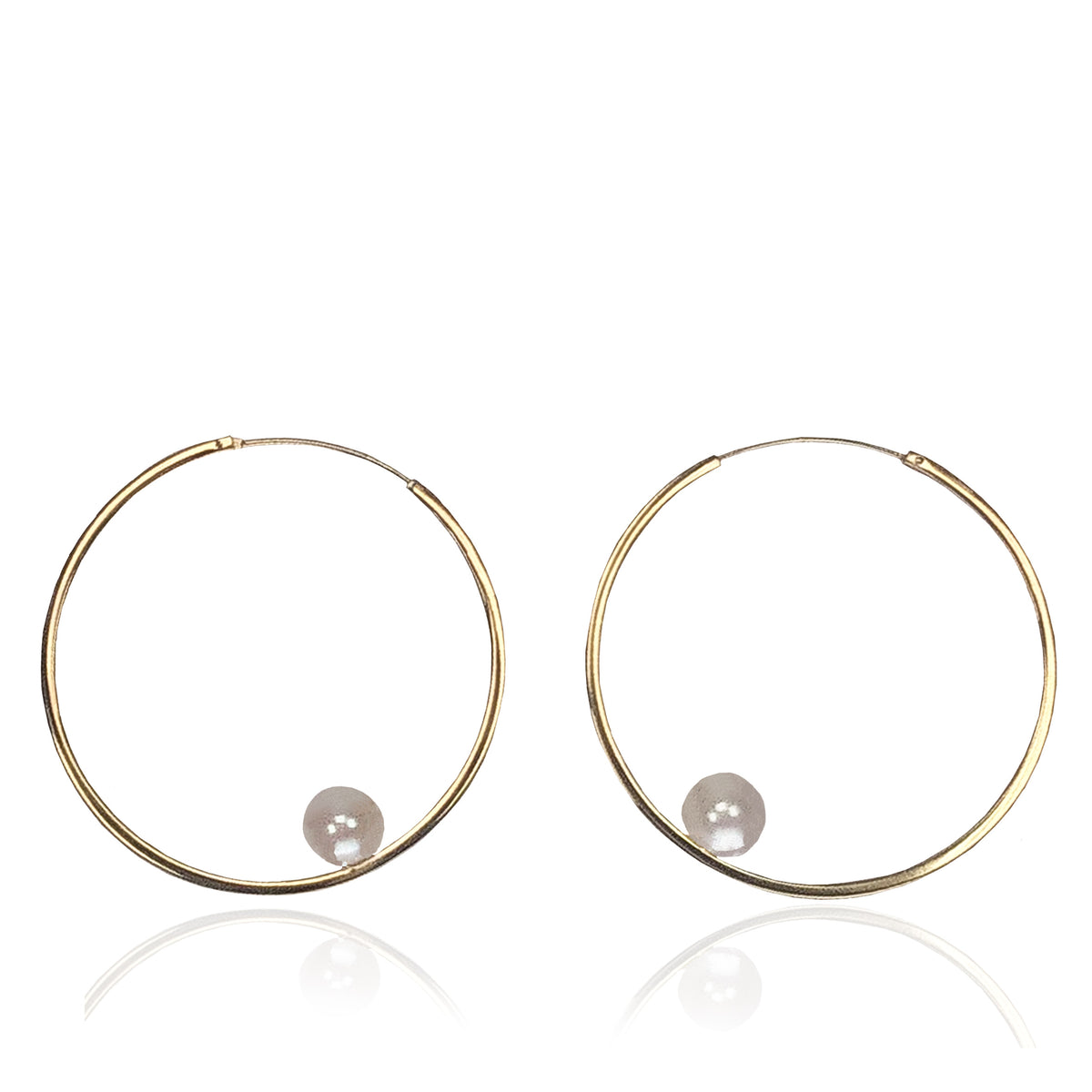 White Freshwater Pearl &amp; Gold-Plated Hoop Earrings