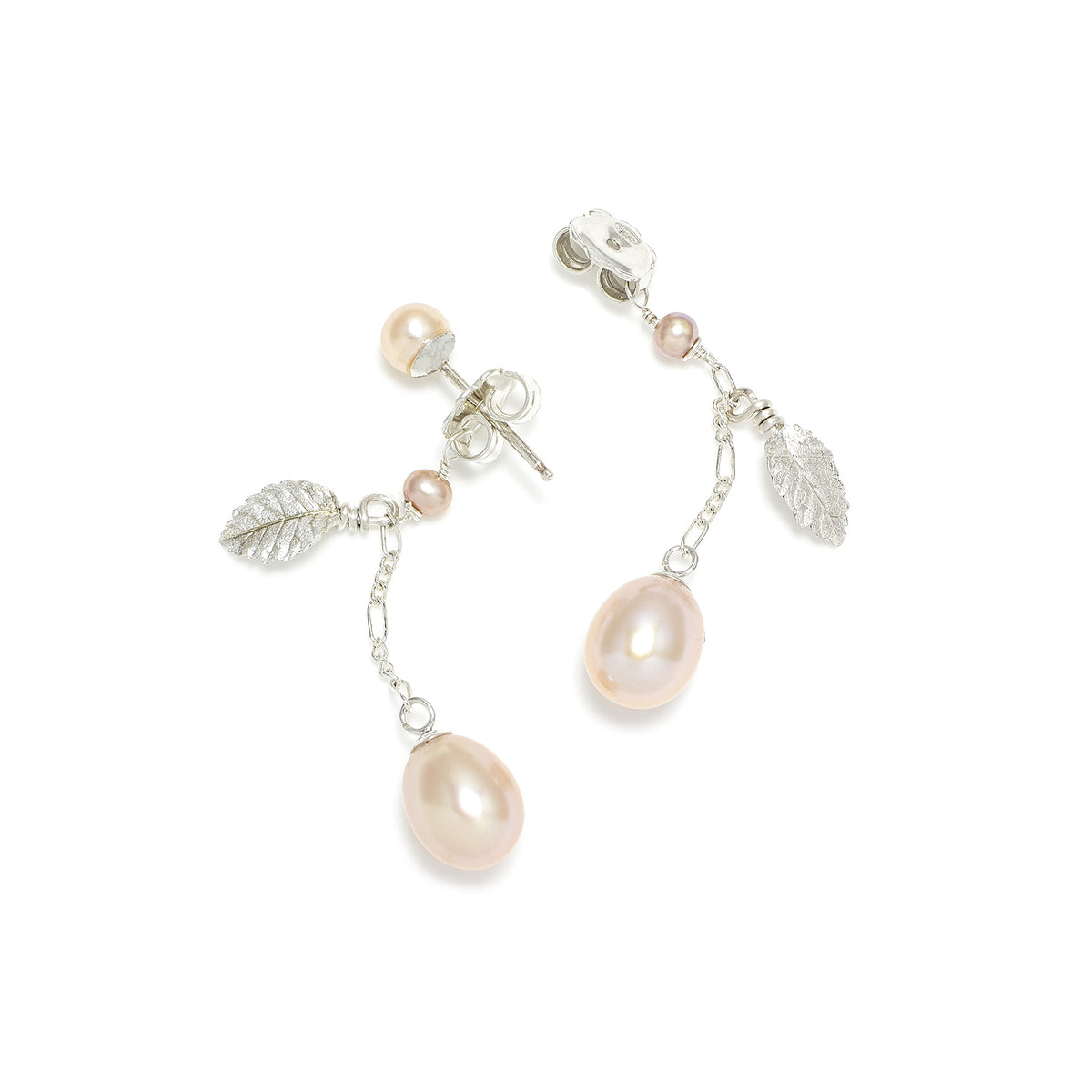 Pink Freshwater Pearl &#39;Back To Basics&#39; Short-Drop Silver Earrings