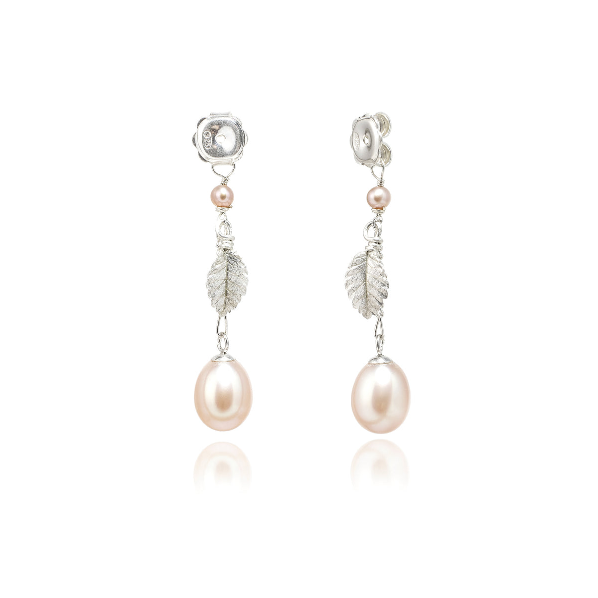 Pink Freshwater Pearl &#39;Back To Basics&#39; Short-Drop Silver Earrings