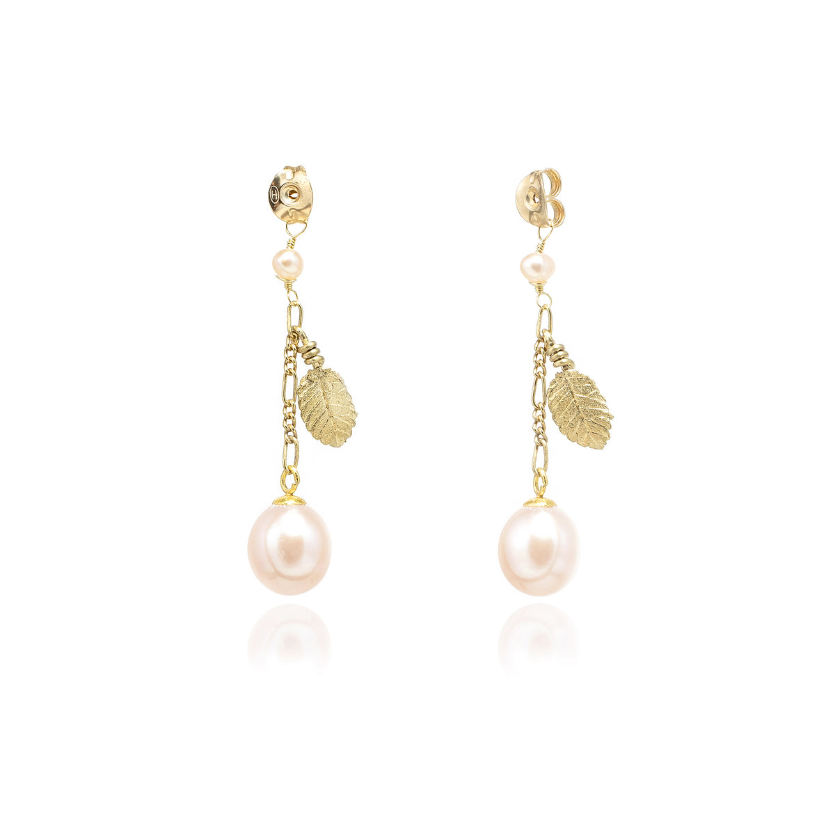 Pink Freshwater Pearl &#39;Back To Basics&#39; Short-Drop Yellow Gold Plated Earrings