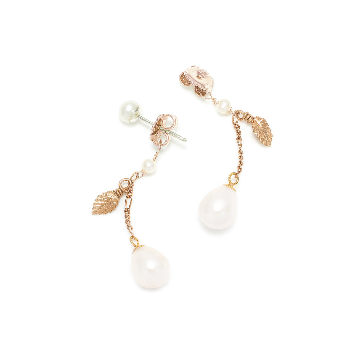 White Freshwater Pearl &#39;Back To Basics&#39; Short-Drop Rose Gold Plated Earrings