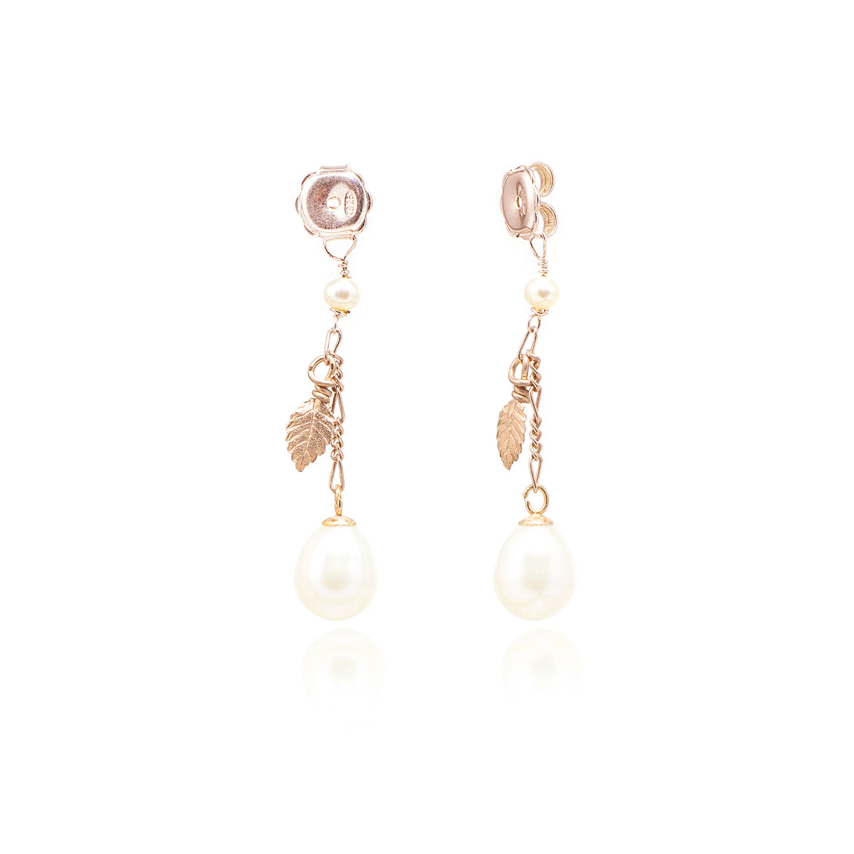 White Freshwater Pearl &#39;Back To Basics&#39; Short-Drop Rose Gold Plated Earrings