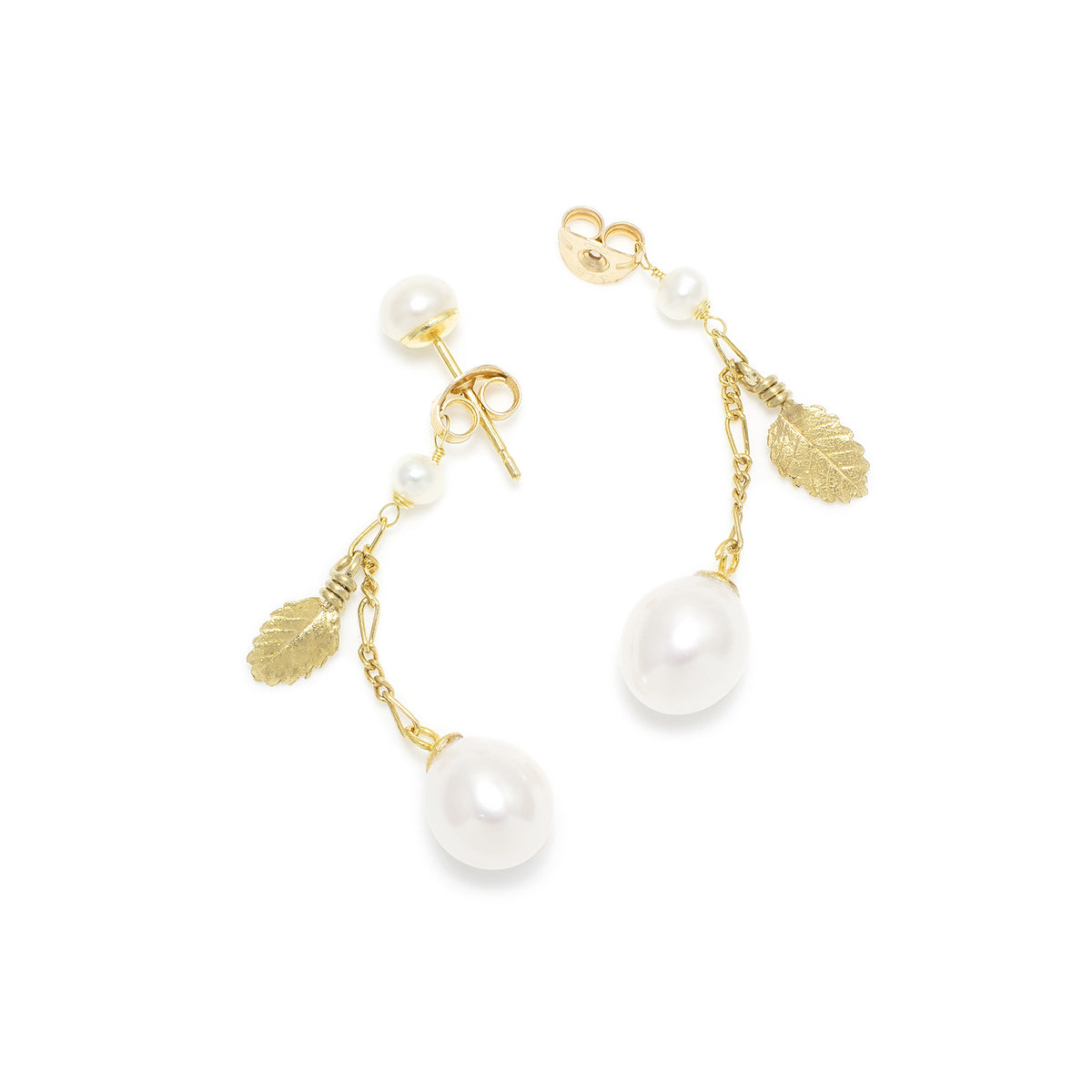 White Freshwater Pearl &#39;Back To Basics&#39; Short-Drop Yellow Gold Plated Earrings