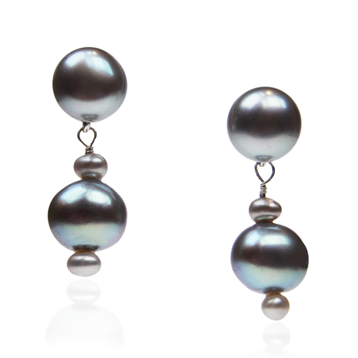 Grey Freshwater &amp; Seed Pearl Drop Earrings