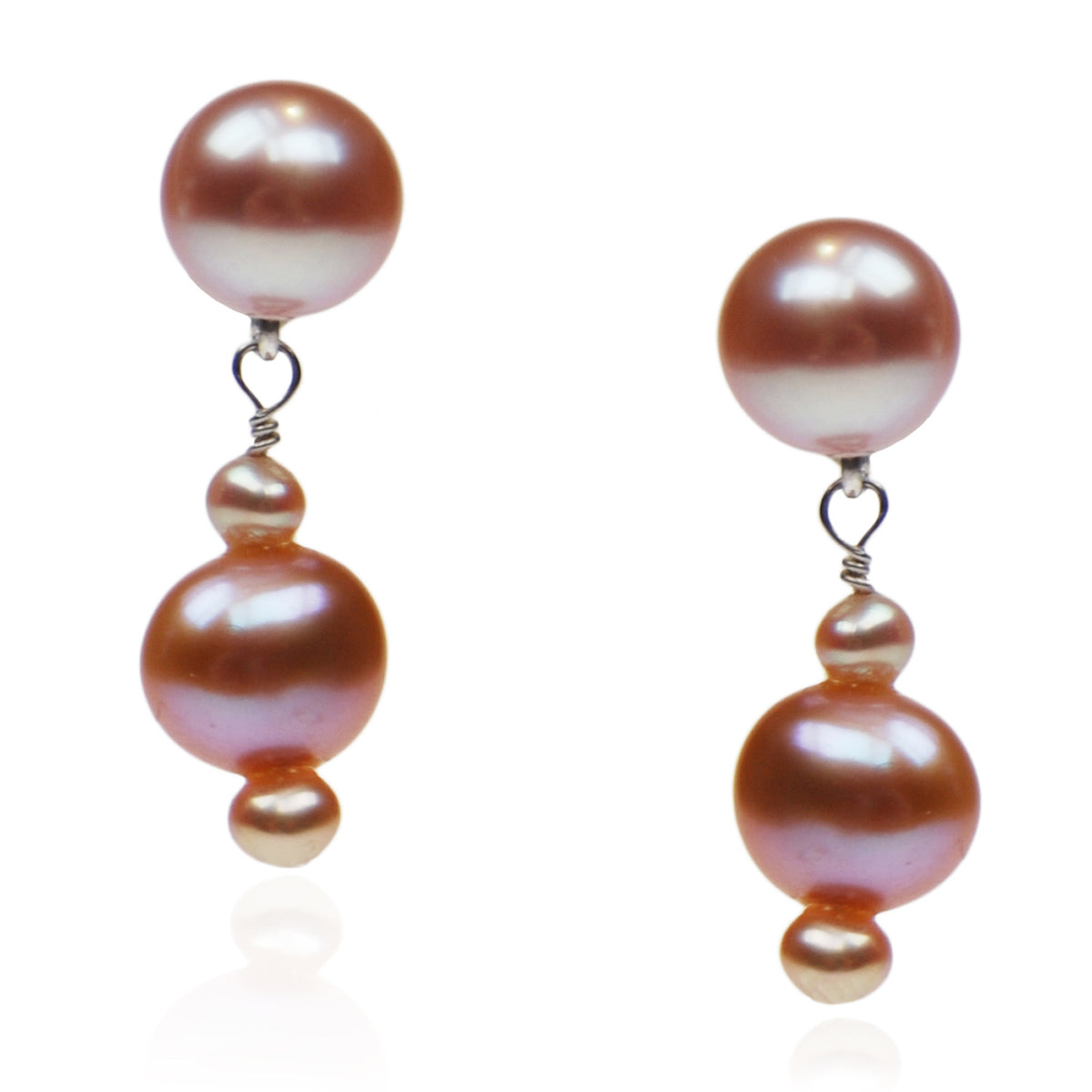 Pink Freshwater &amp; Seed Pearl Drop Earrings