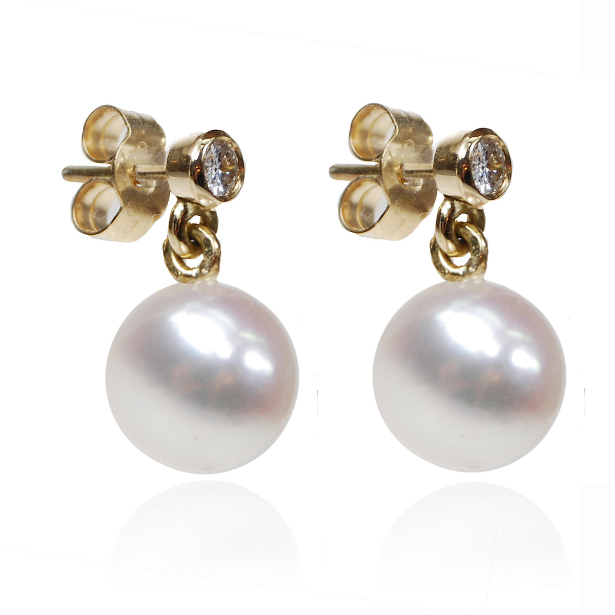 White South Sea Pearl &amp; Diamond &#39;Tsarina&#39; Drop Earrings in Yellow Gold