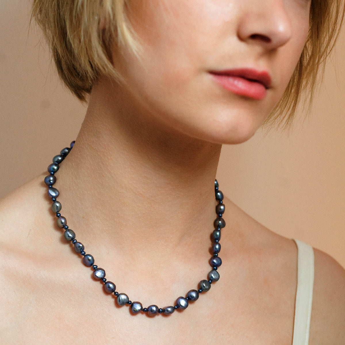 Black Seed &amp; Freshwater Pearl Necklace