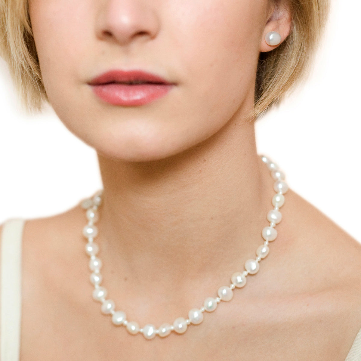 White Seed &amp; Freshwater Pearl Necklace