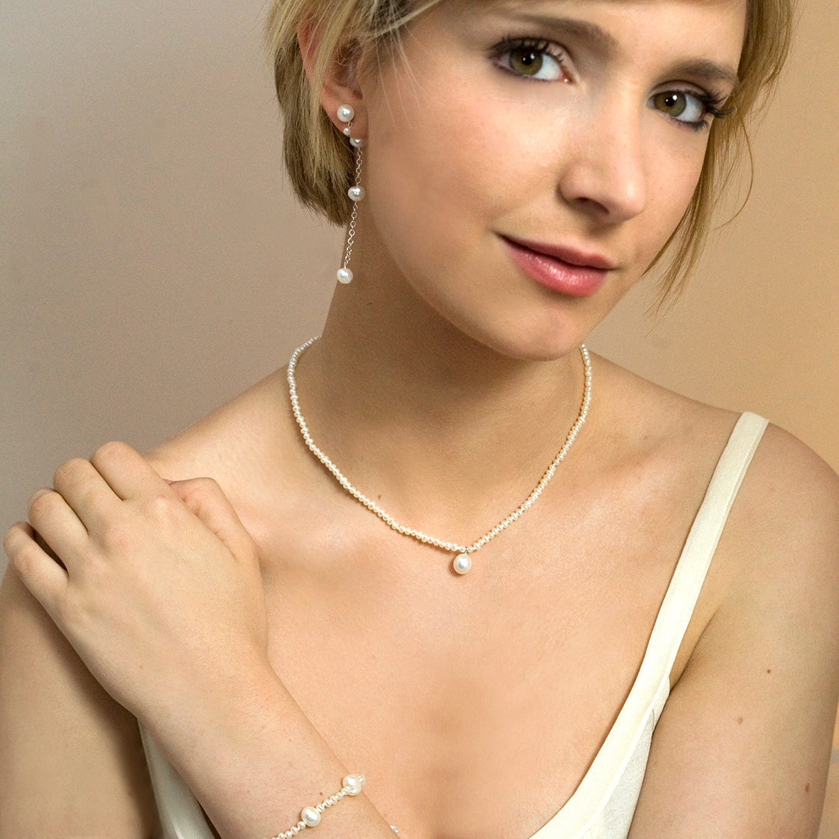 White Seed Pearl &#39;Drop&#39; Necklace