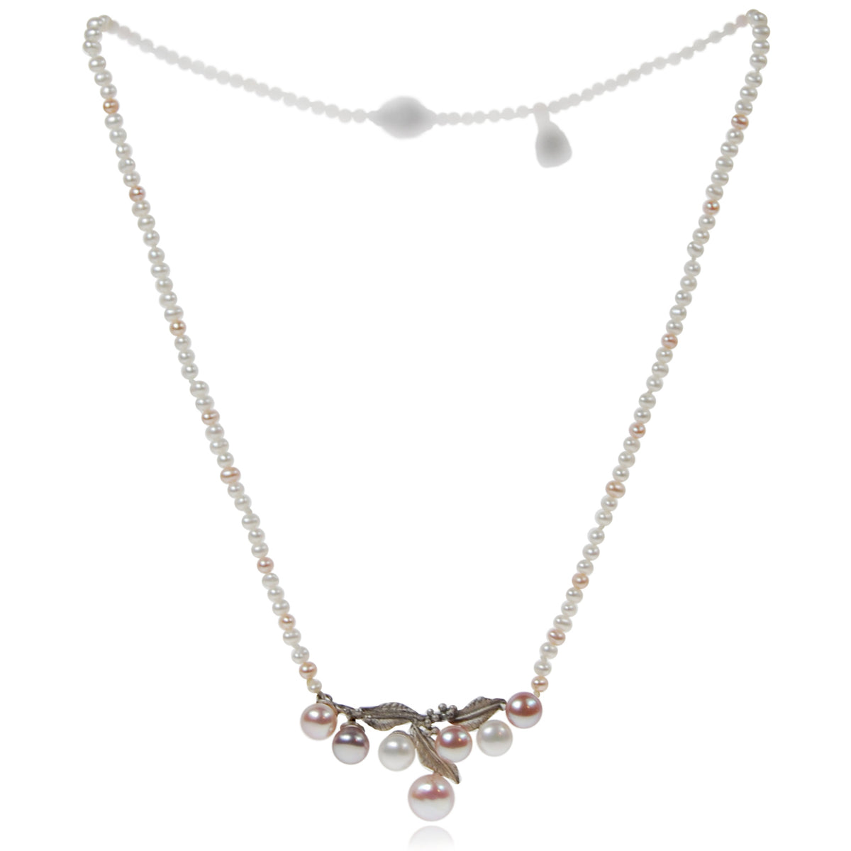 White &amp; Pink Freshwater Pearl &#39;Bud&#39; Necklace