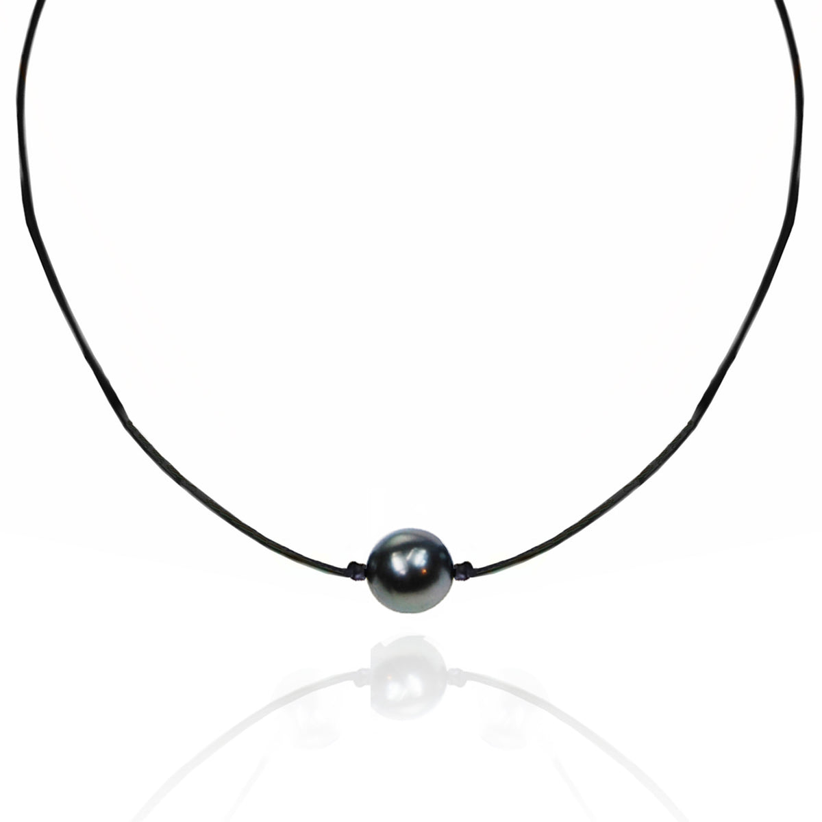 Black Tahitian Single Pearl &#39;Friendship&#39; Necklace