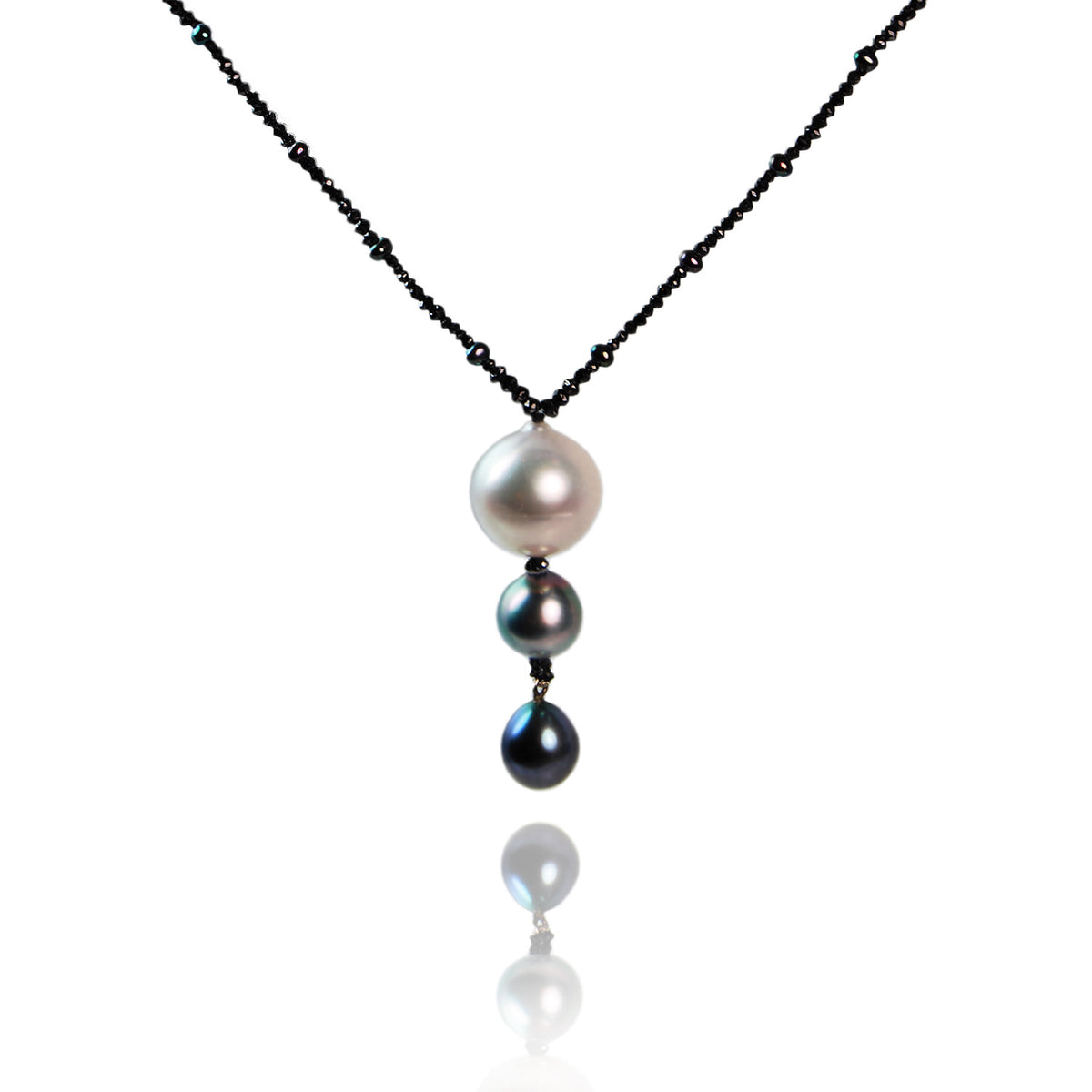 South Sea, Tahitian Pearl &amp; Black Diamond Drop Necklace