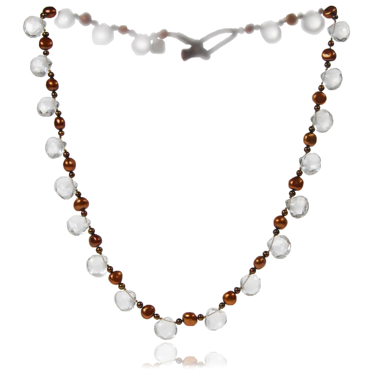 Copper Freshwater Pearl &amp; Rock Crystal Necklace