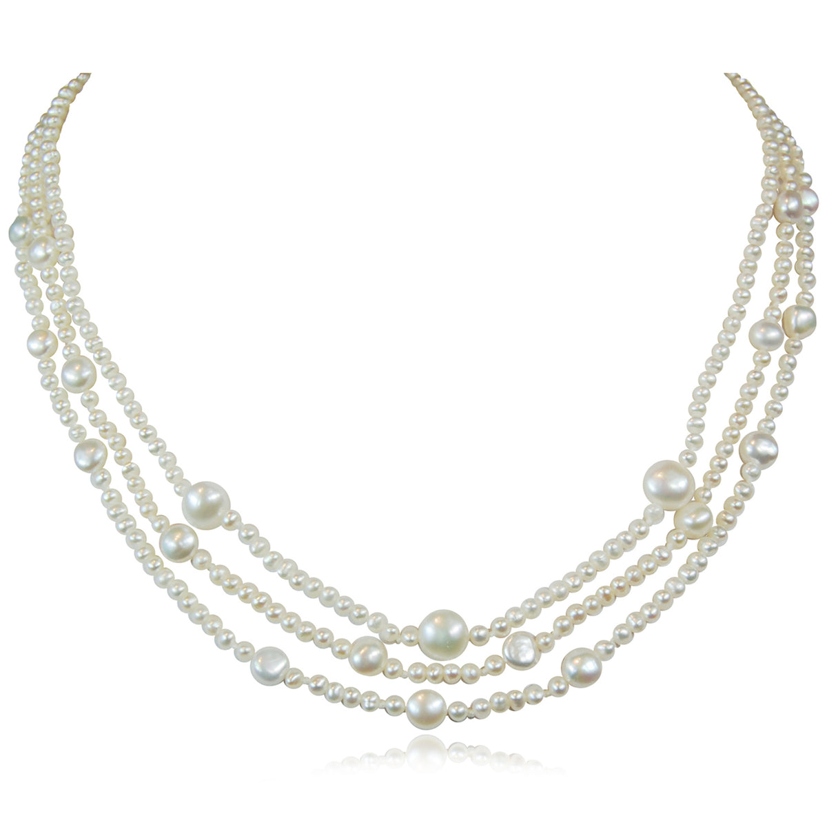 White Freshwater Pearl Triple Strand Necklace (Limited Edition)