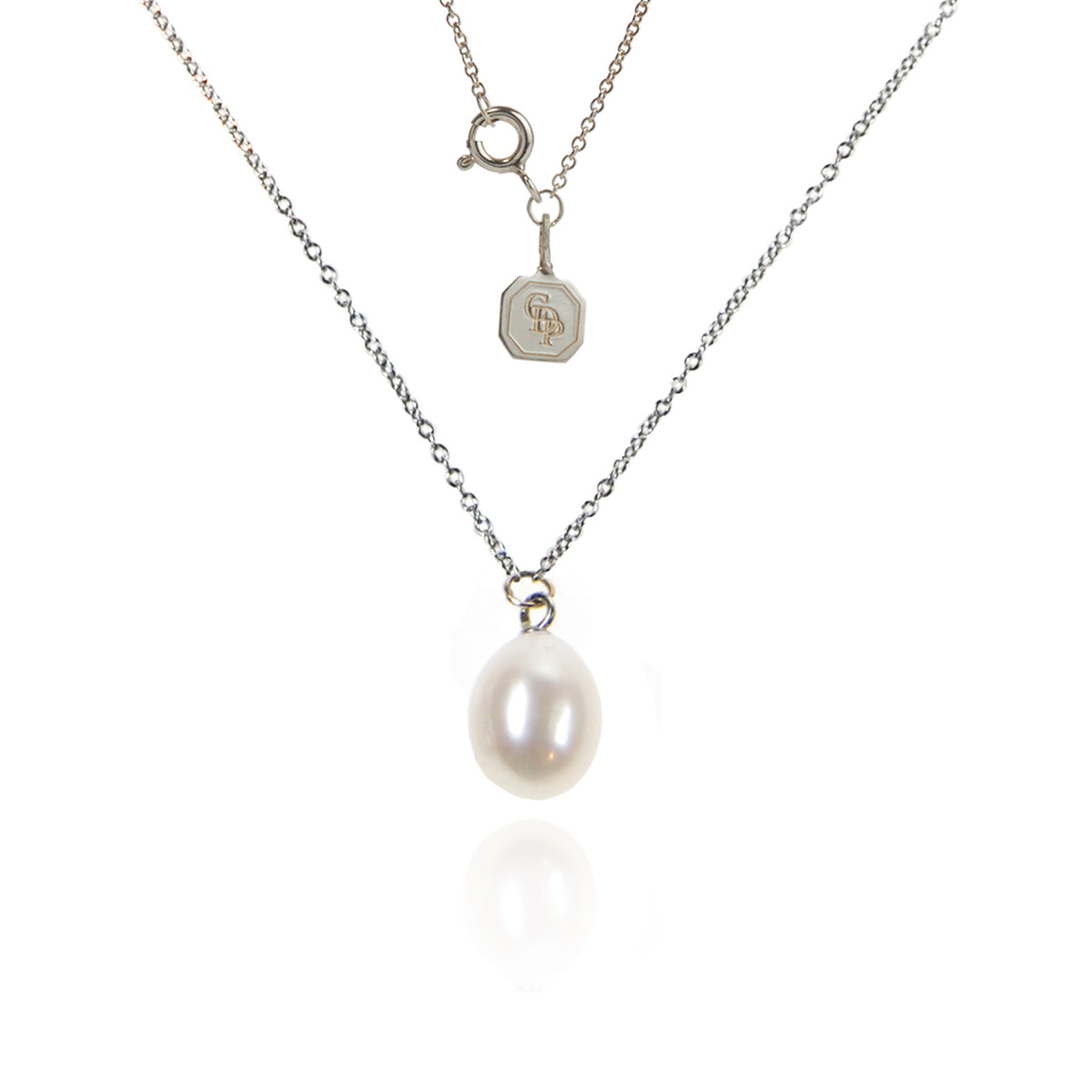 White Freshwater Pearl &#39;Simple&#39; Silver Pendant