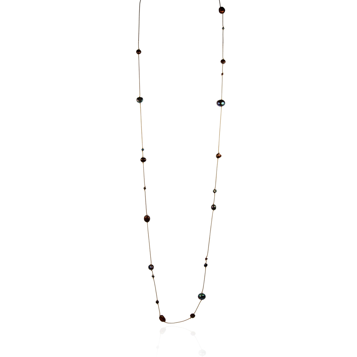 Black - Copper Freshwater Pearl &amp; Copper Silk Necklace